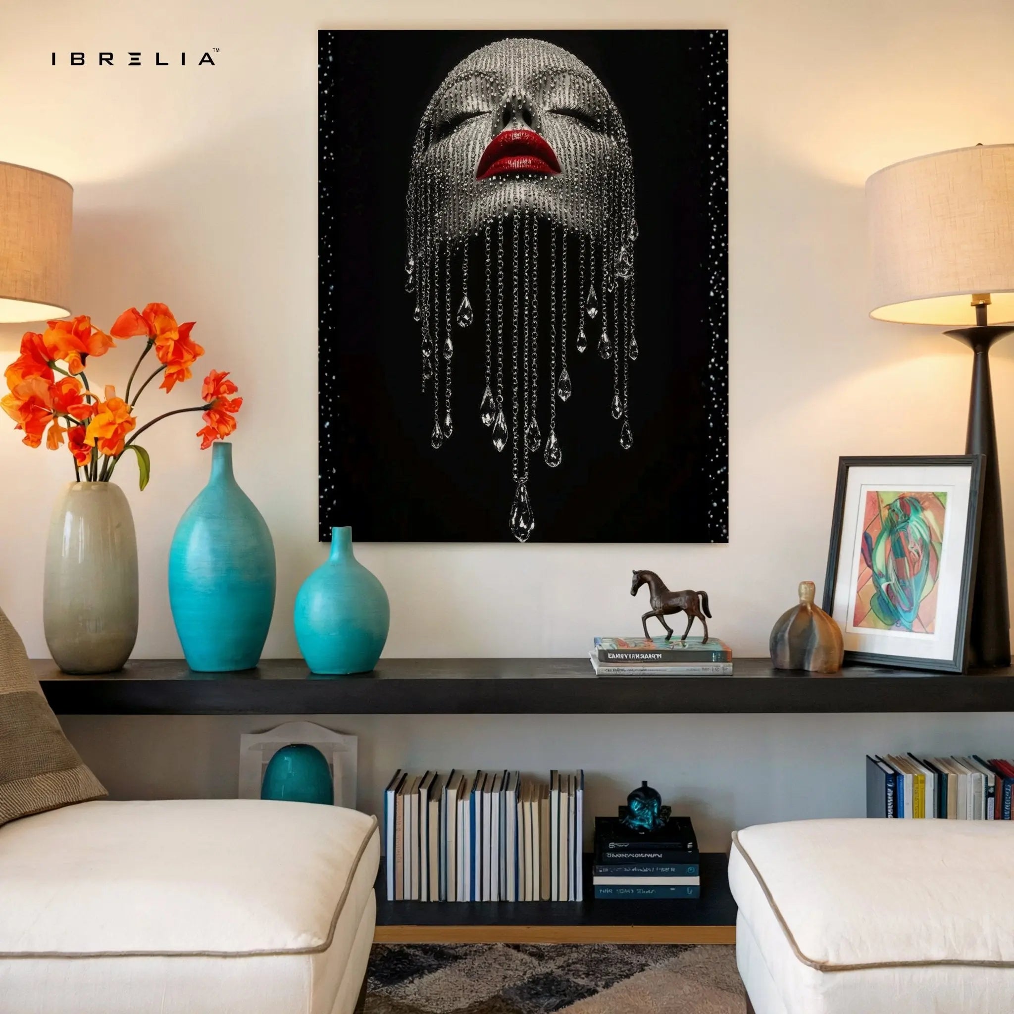 Diamond Veil Red Lips Wall Frame | 4K Ultra Wrap Frame Wall Art in Pakistan | IBRELIA™ - IBRELIA