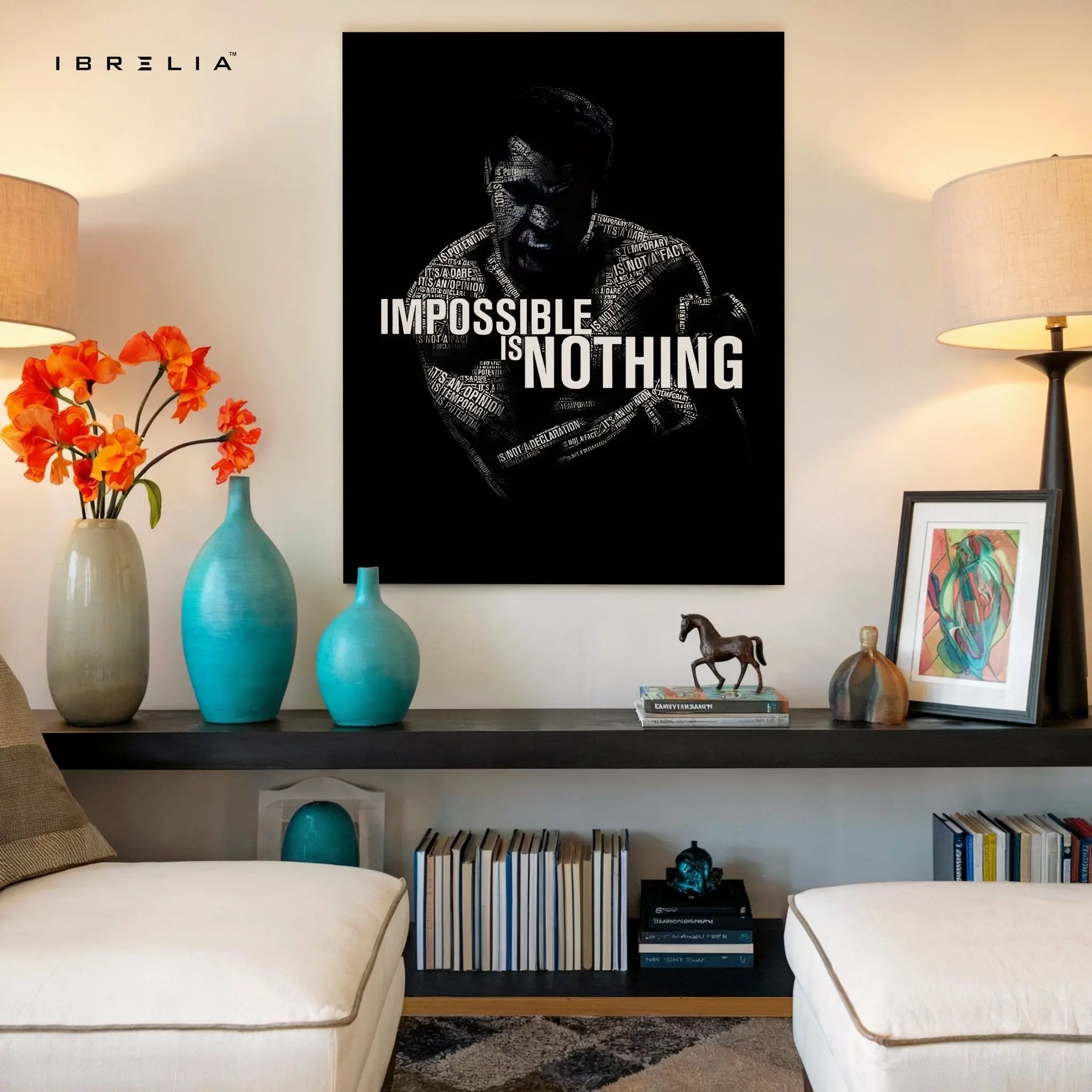Impossible Is Nothing – Muhammad Ali Typography Wall Frame | 4K Ultra Wrap Frame Wall Art in Pakistan | IBRELIA™ - IBRELIA