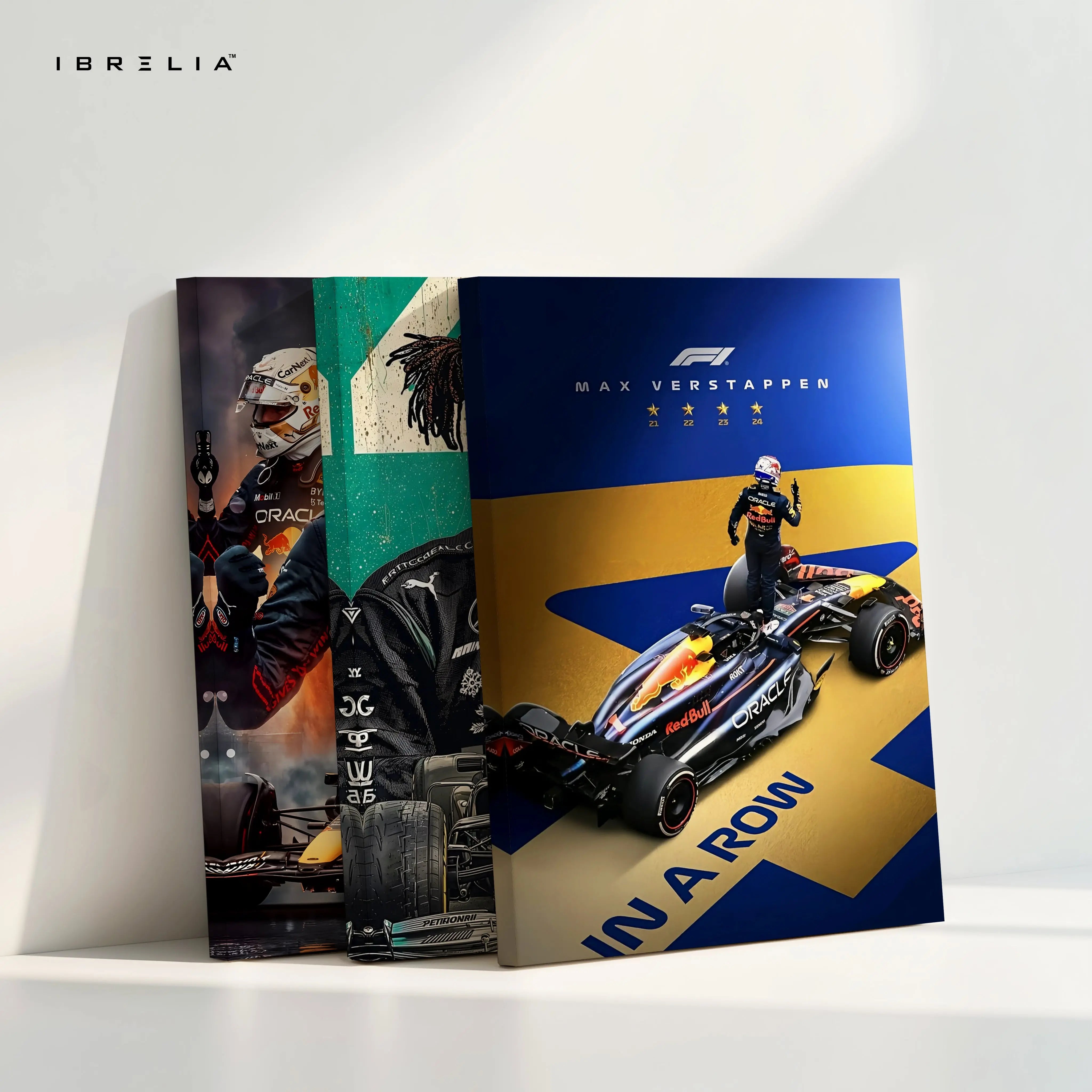 Formula 1 Legends Verstappen Hamilton Red Bull 3 Panel 4K Ultra HD Wall Art in Pakistan | IBRELIA™ IBRELIA