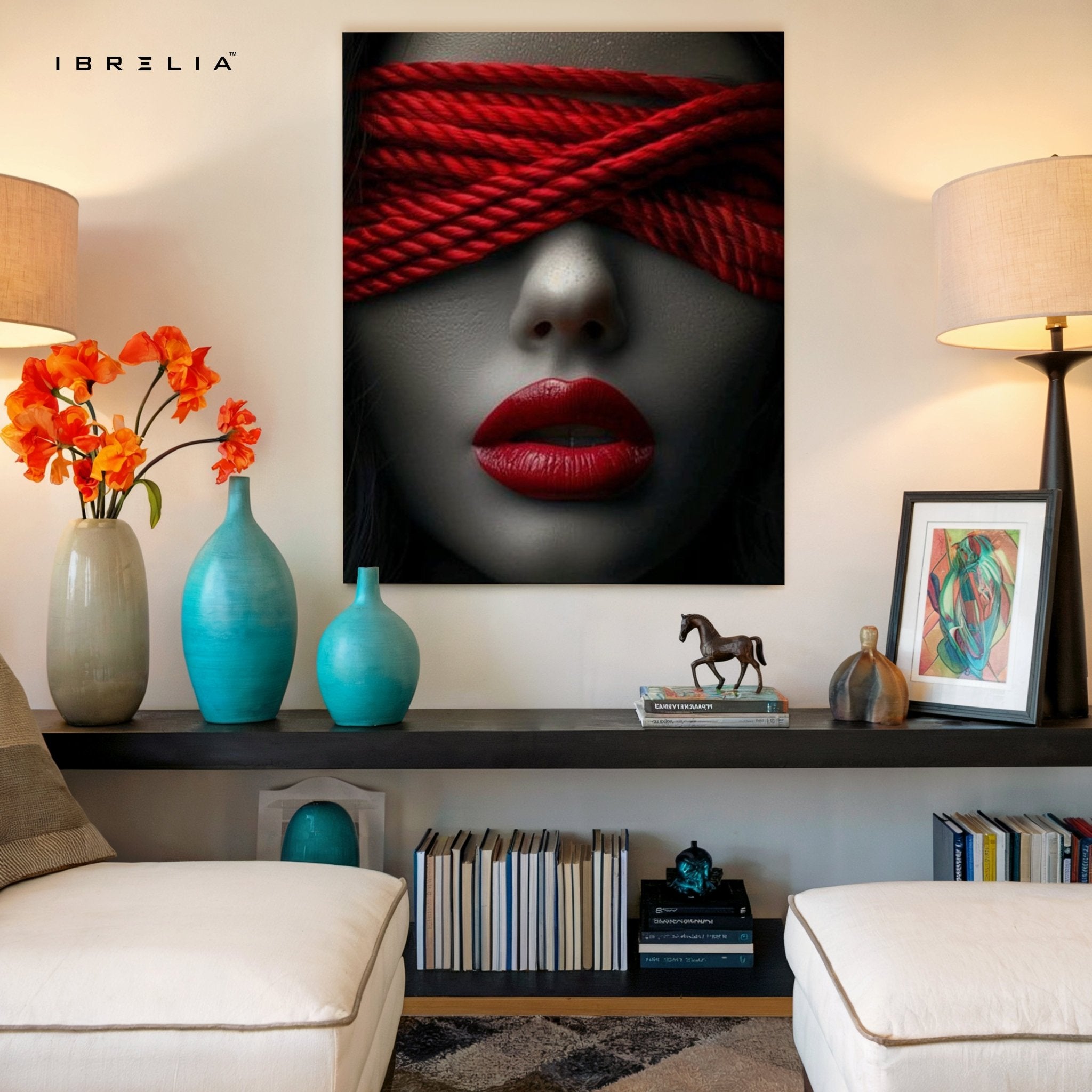 Red Blindfold Wall Frame | 4K Ultra Wrap Frame Wall Art in Pakistan | IBRELIA™ - IBRELIA