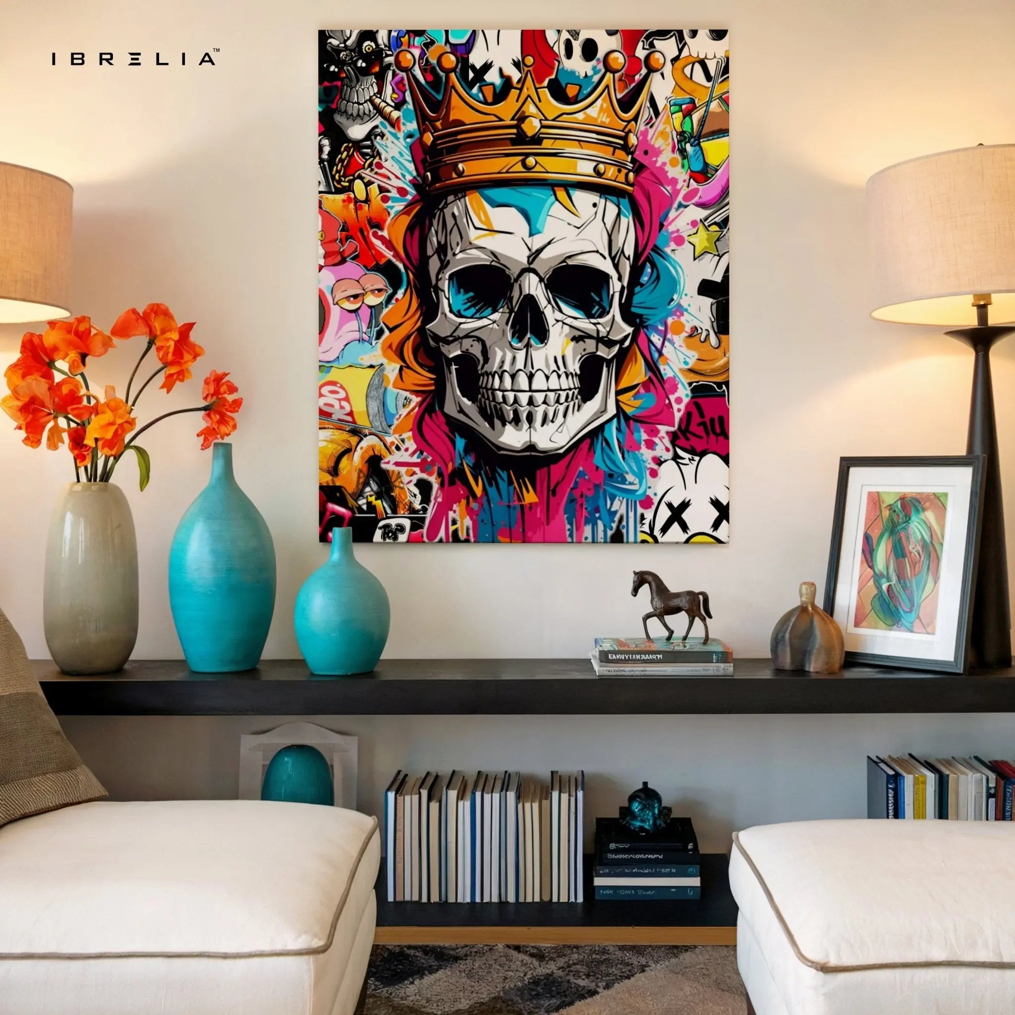 Crowned Skull Graffiti Wall Frame | 4K Ultra Wrap Frame Wall Art in Pakistan | IBRELIA™ - IBRELIA