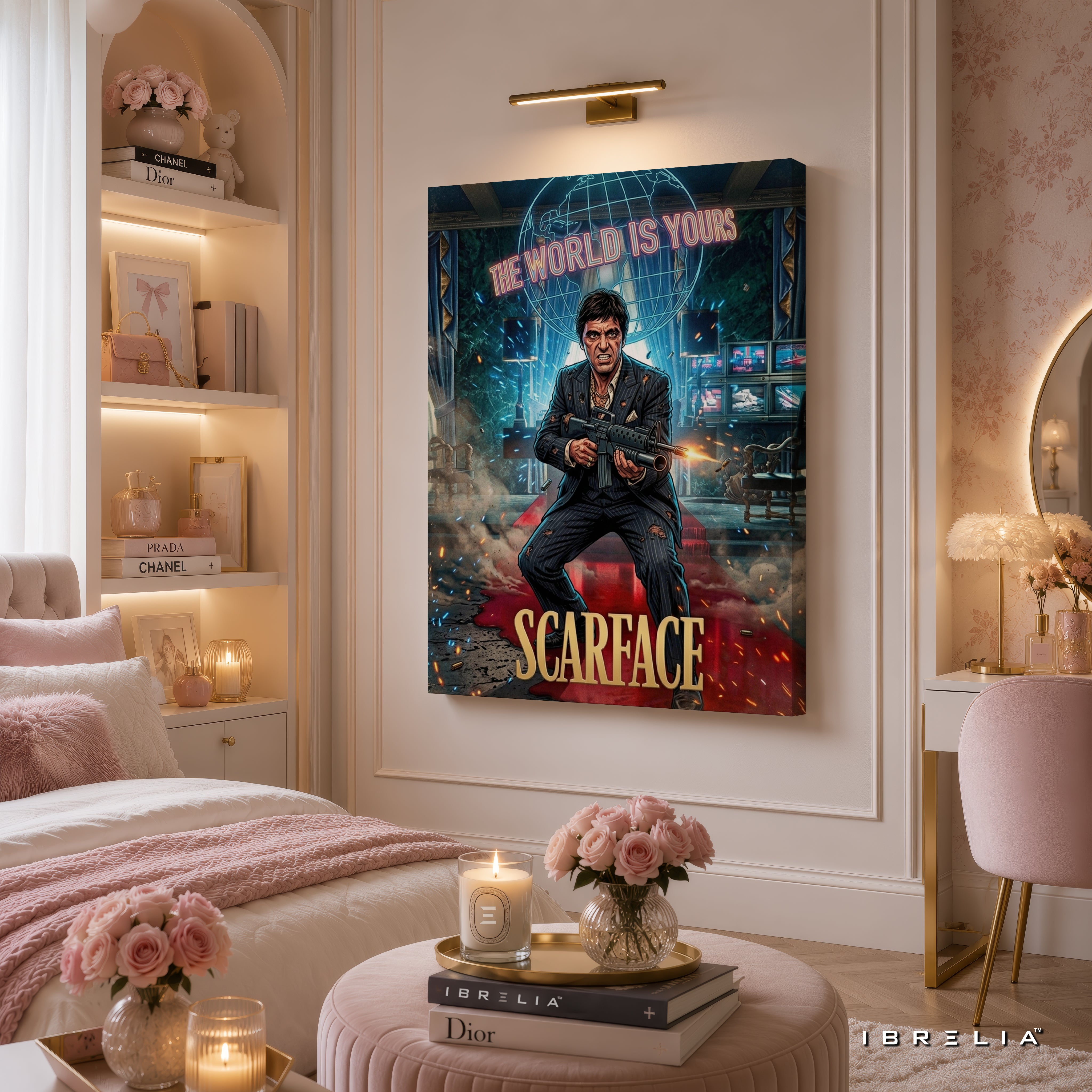 Scarface Movie Wall Art – Tony Montana "The World Is Yours" Action Premium Wrapped MDF Wall Decor | IBRELIA™