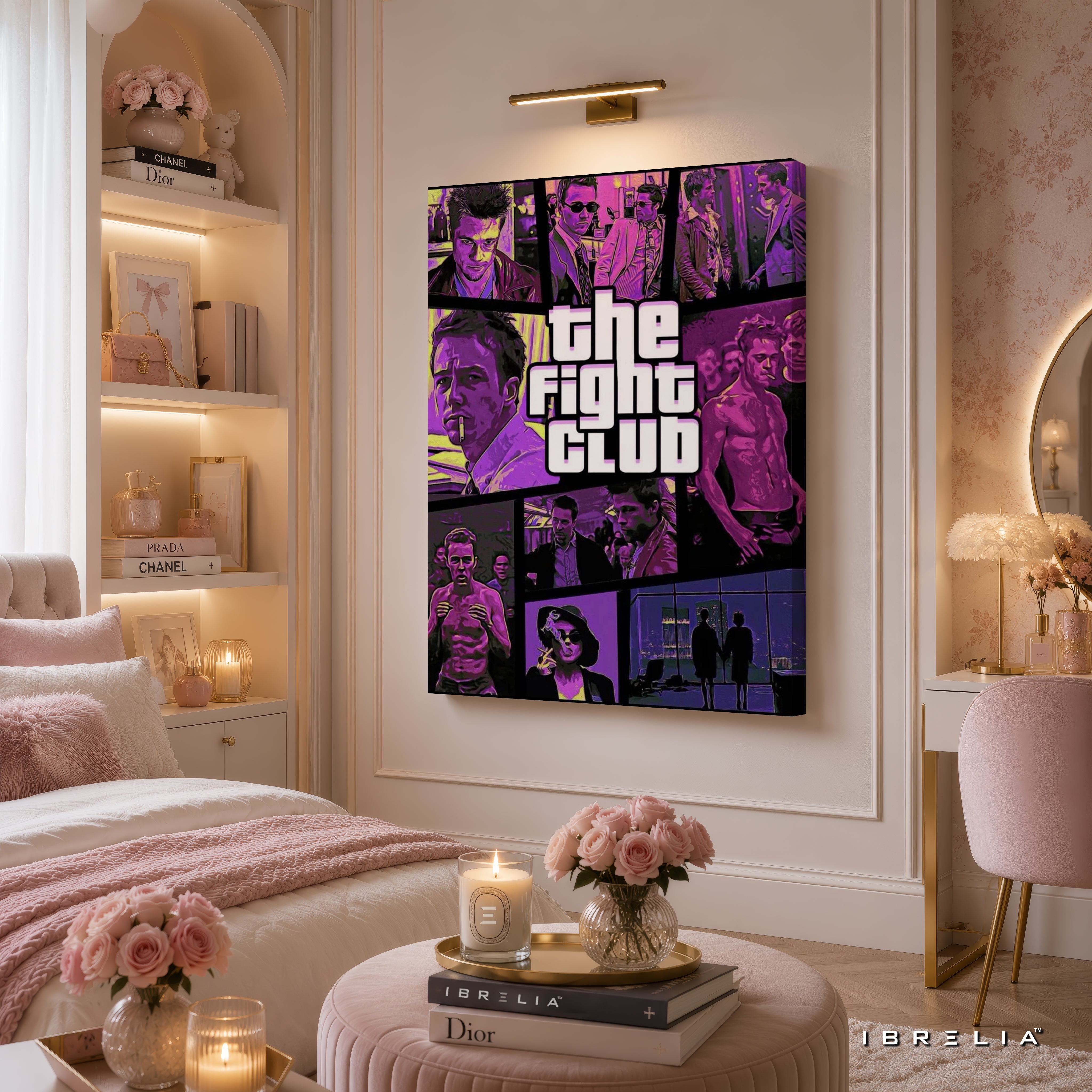 The Fight Club Premium Canvas Wall Art – Tyler Durden & Narrator Collage Movie Artwork | Cult Classic Cinema Decor | IBRELIA™