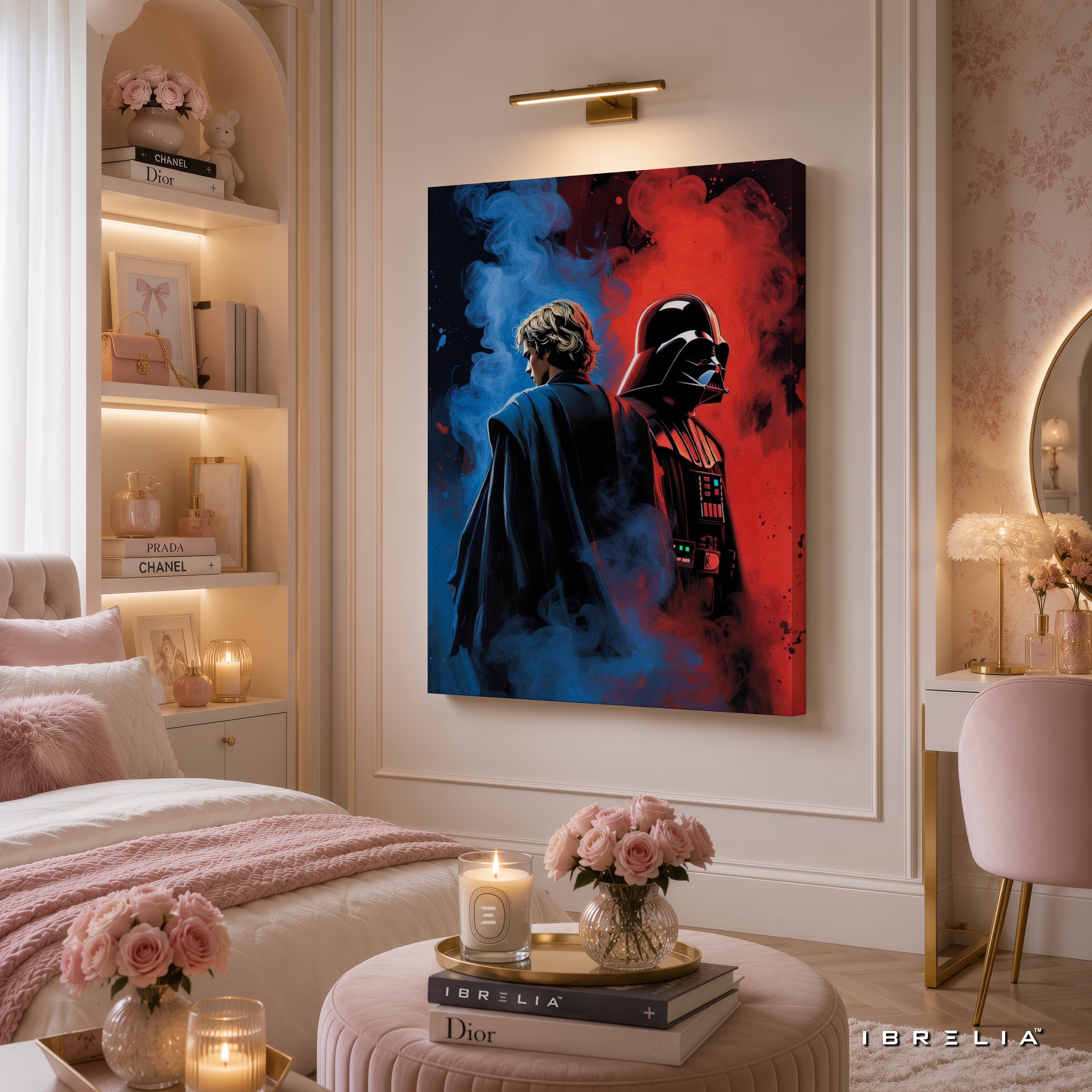 Luke Skywalker & Darth Vader Premium Canvas Wall Art – Light vs Dark Star Wars Artwork | Sci-Fi Movie Decor | IBRELIA™