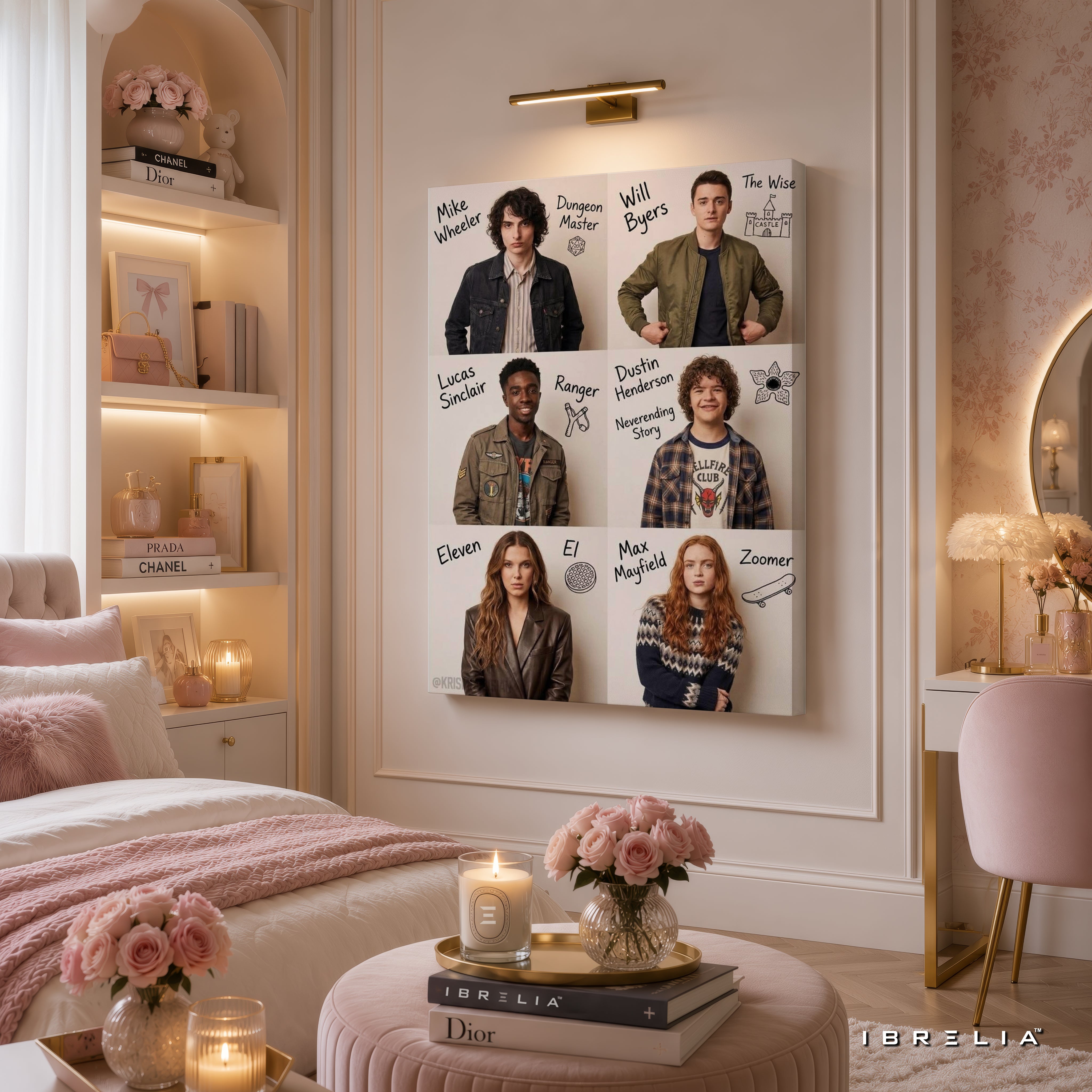 Stranger Things Character Collage Premium Canvas Wall Art – Eleven, Mike, Will, Dustin, Lucas & Max | Netflix TV Series Canvas Decor | IBRELIA™