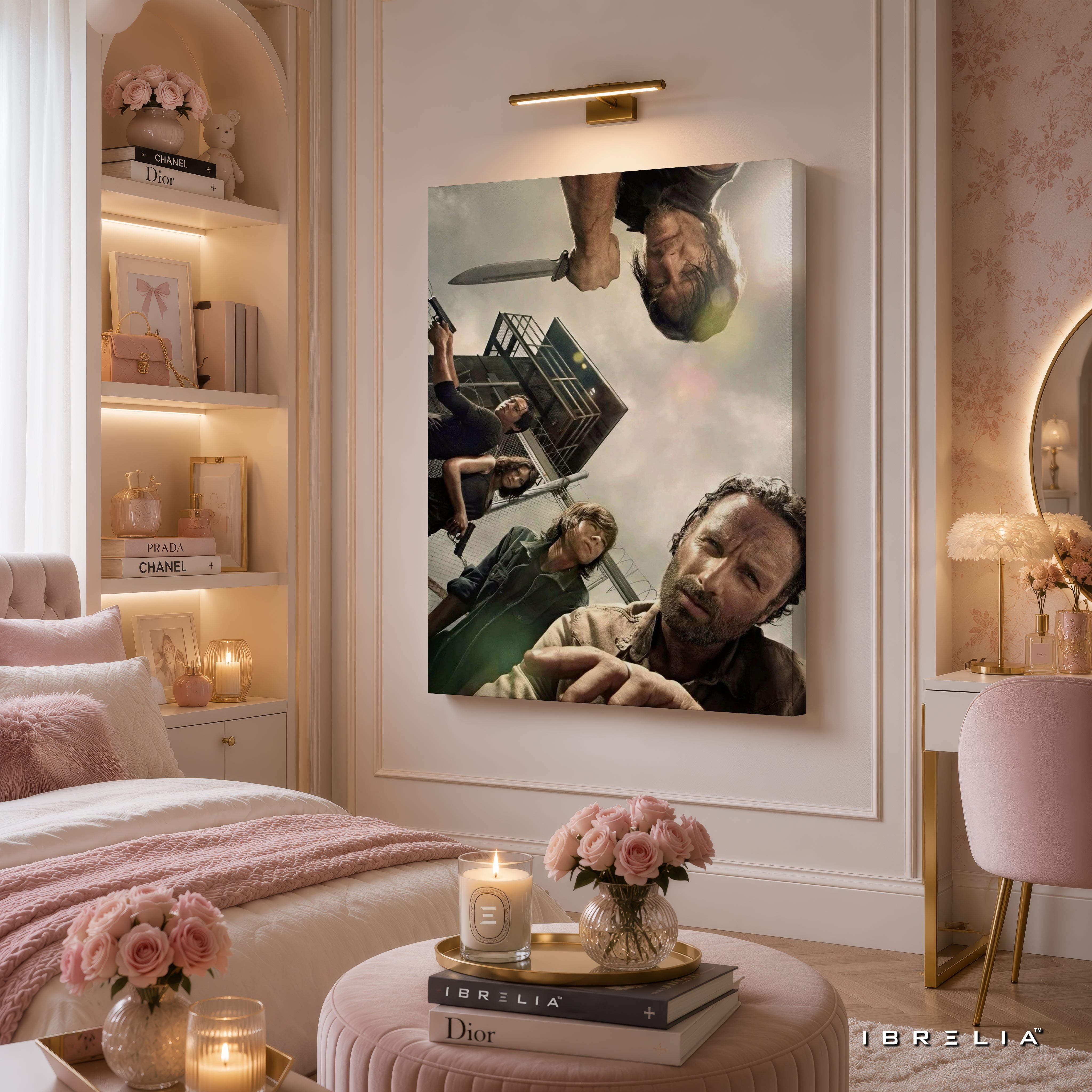 Rick Grimes & Survivors Premium Wall Art – The Walking Dead 4K Wrapped MDF Frame | IBRELIA™