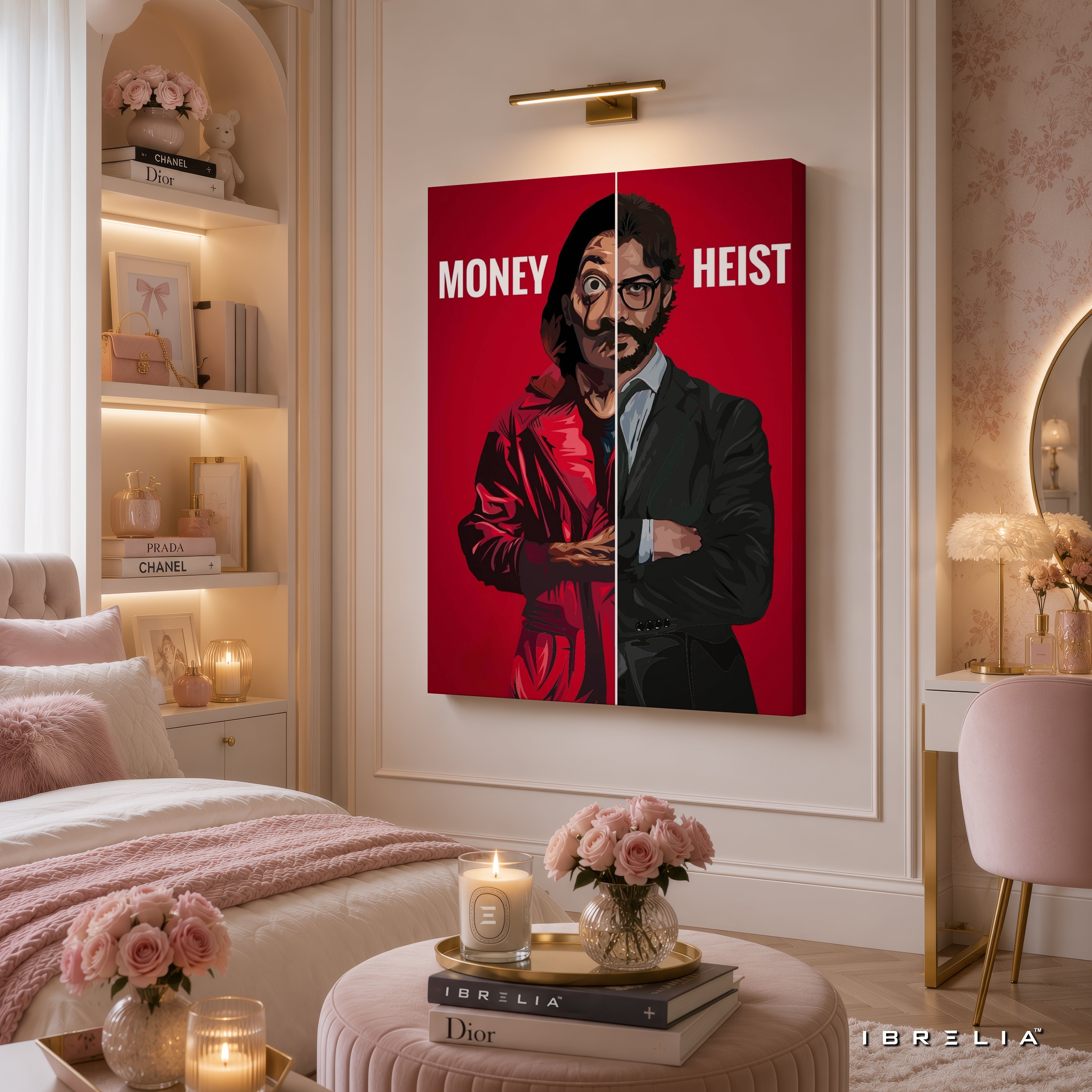 Money Heist Professor Split Premium Wall Art – La Casa de Papel 4K Wrapped MDF Frame | IBRELIA™