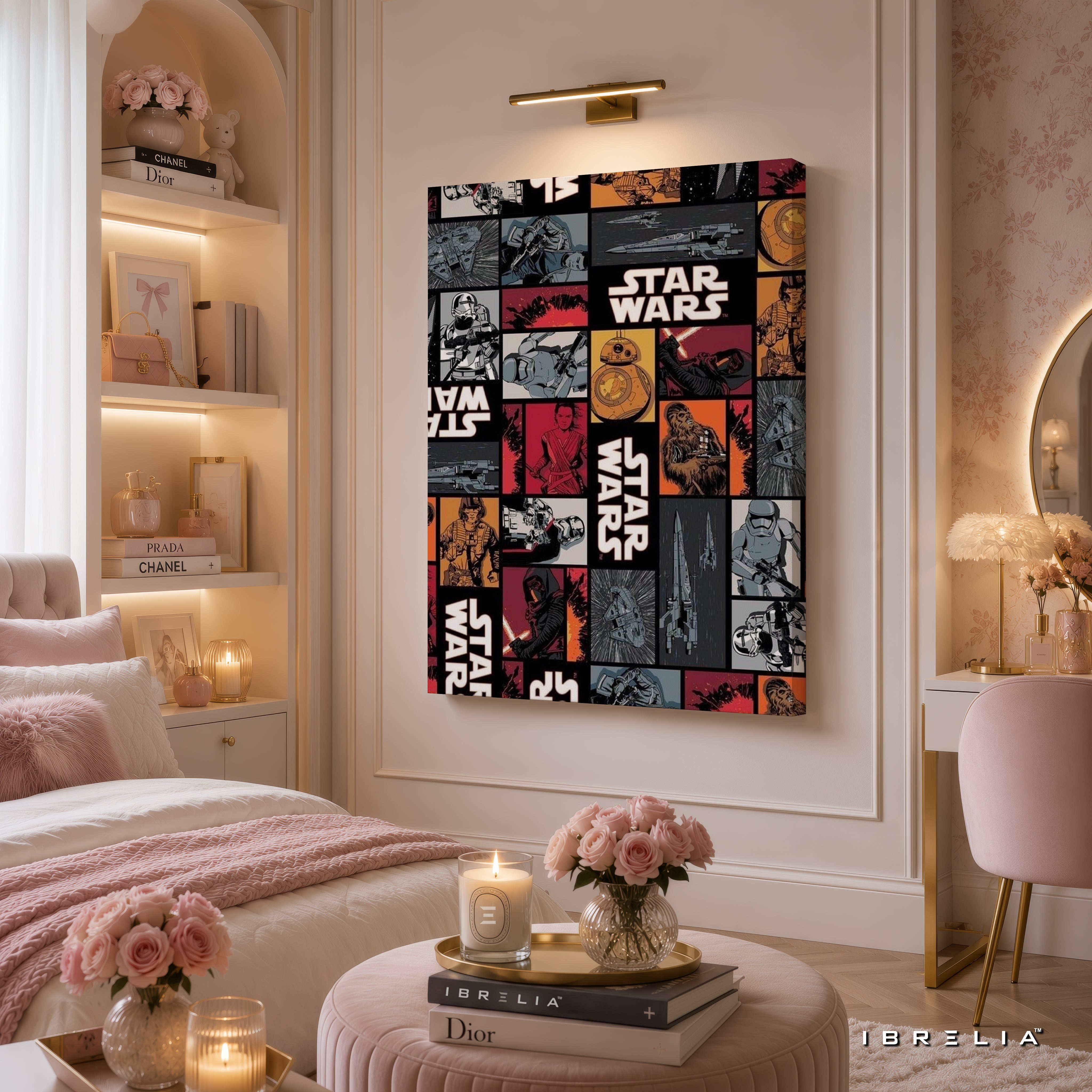 Star Wars Comic Collage Premium Canvas Wall Art – Retro Galaxy Poster | Sci-Fi Movie Decor | IBRELIA™