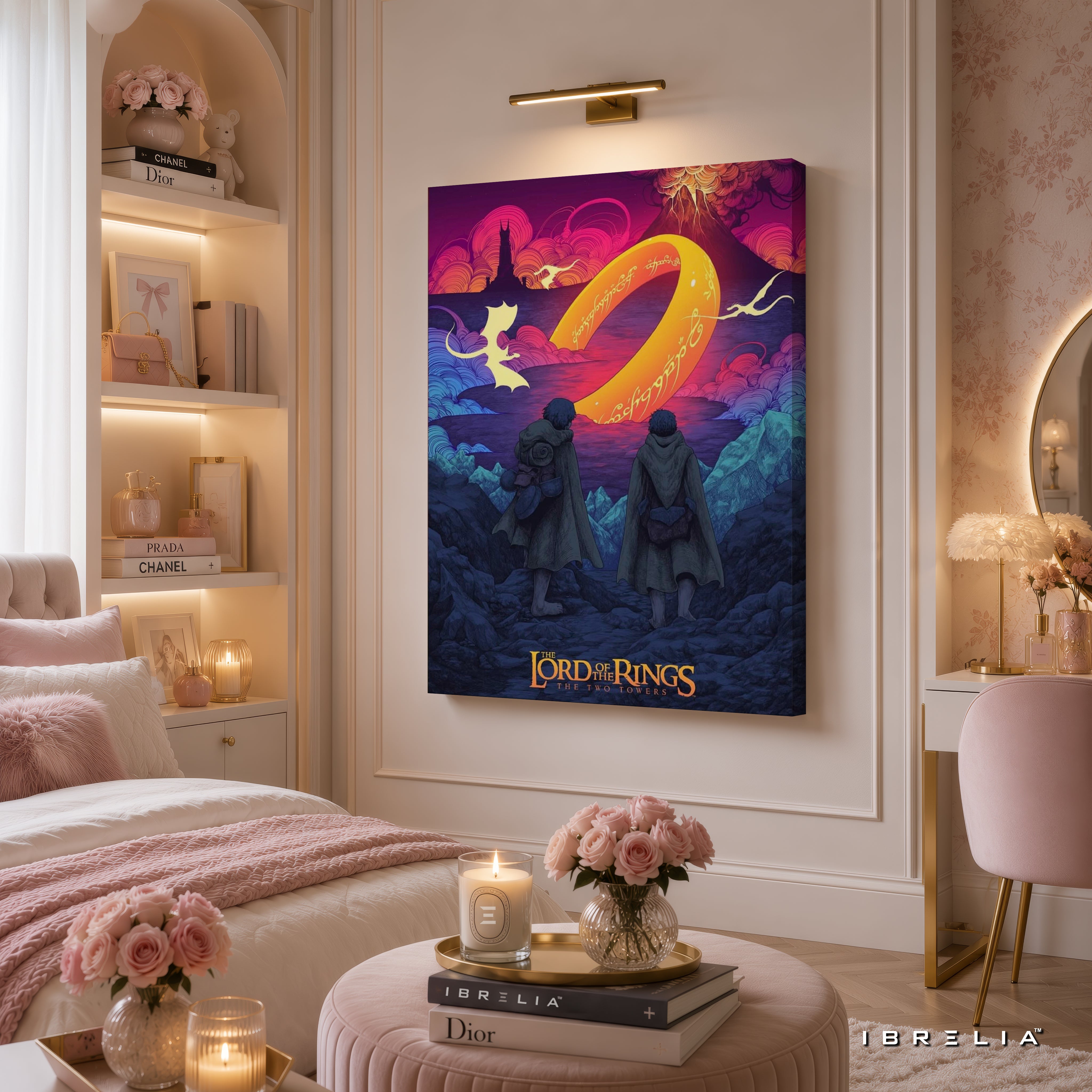 The Lord of the Rings: The Two Towers Premium Canvas Wall Art – Vibrant Fantasy Movie Artwork | One Ring Middle-earth Decor | IBRELIA™