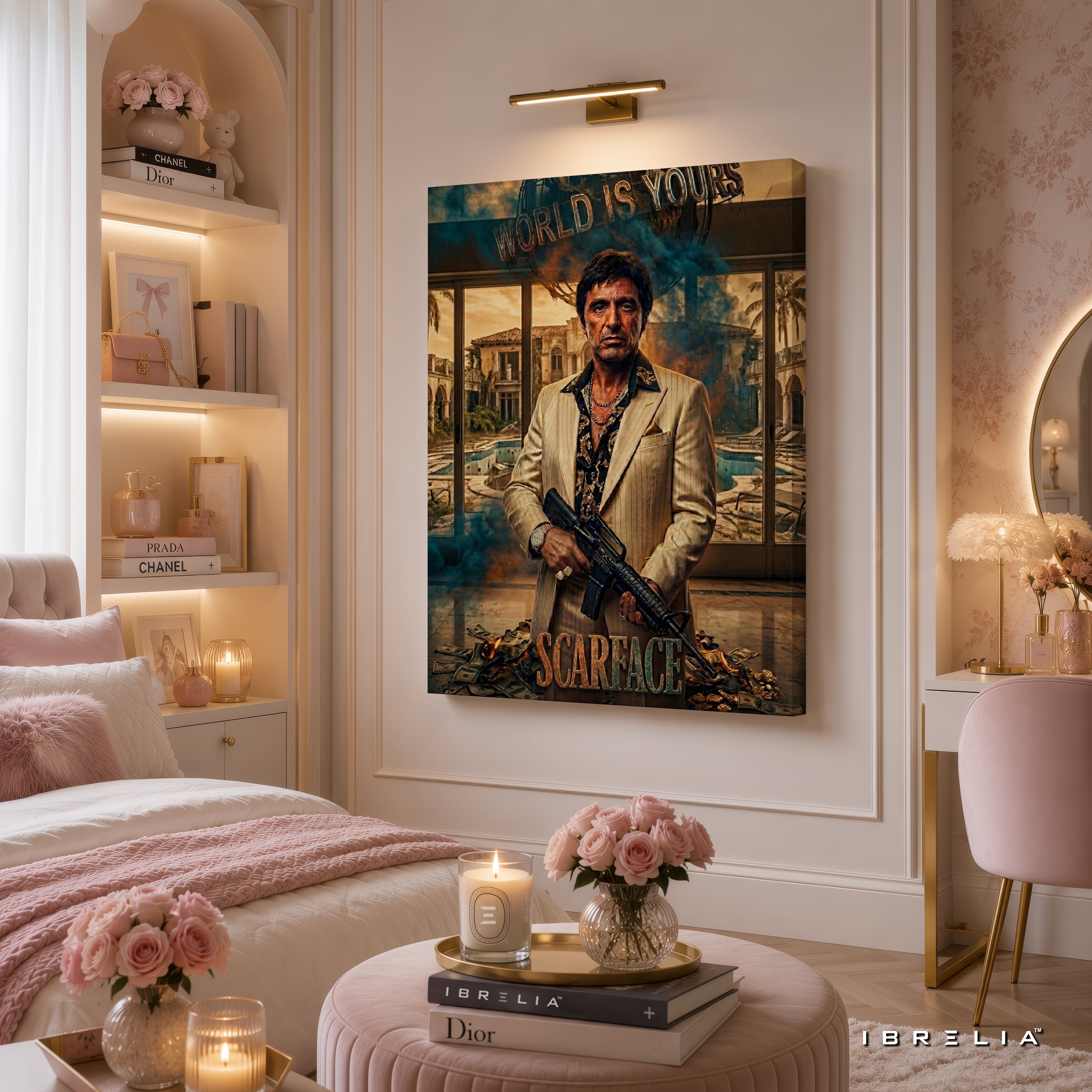 Scarface Movie Wall Art – Tony Montana "The World Is Yours" Premium Wrapped MDF Wall Decor | IBRELIA™