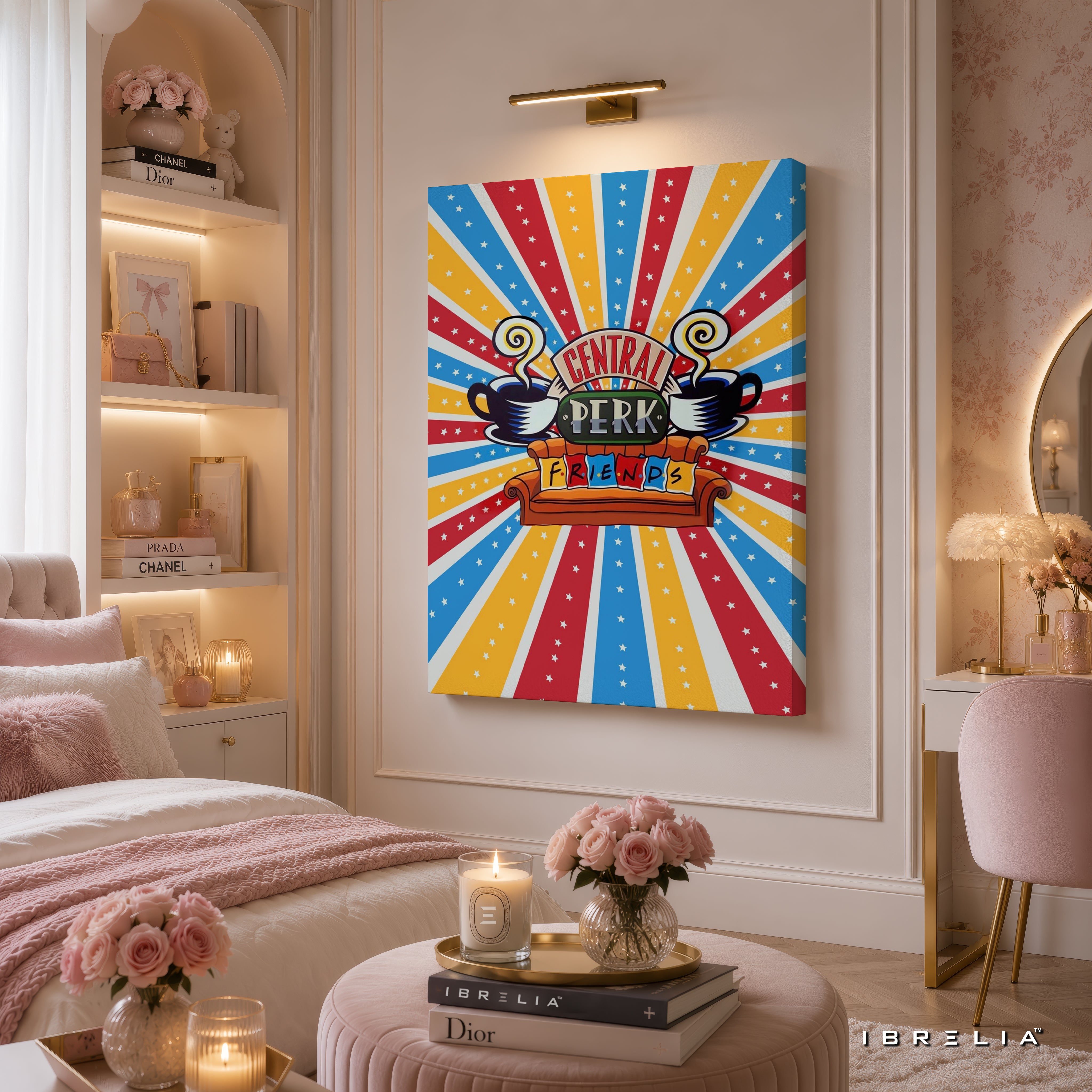 Central Perk Friends Canvas Wall Art – Colorful Retro Friends Coffee Shop Canvas Print | Sitcom Wall Decor | IBRELIA™