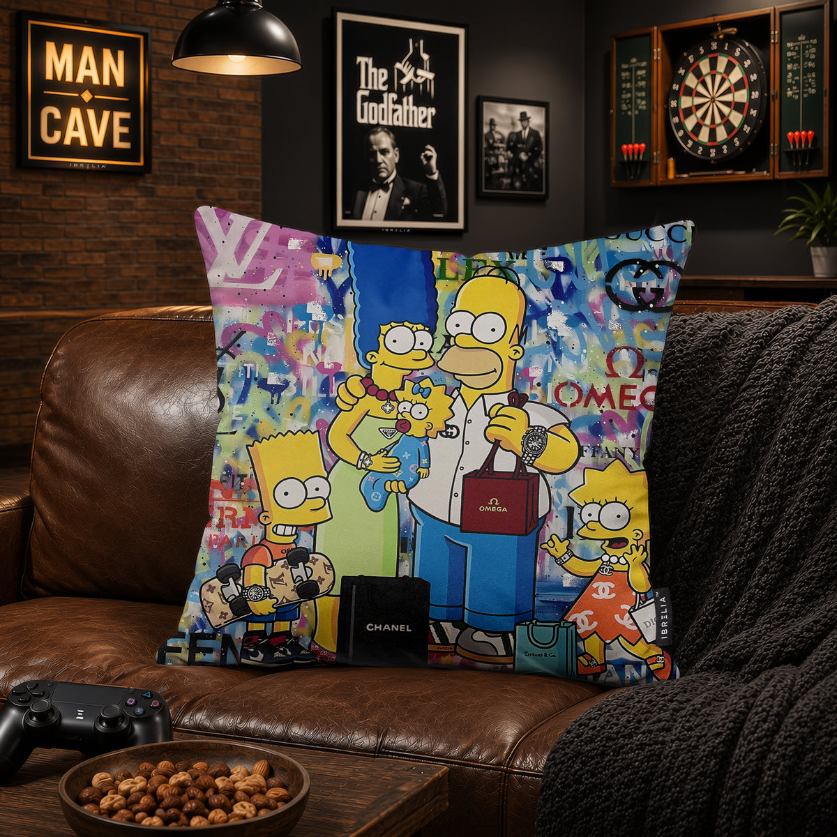 The Simpsons Family Luxury Shopping Pop Art Cushion | Premium Velvet Suede | Double-Sided Print
