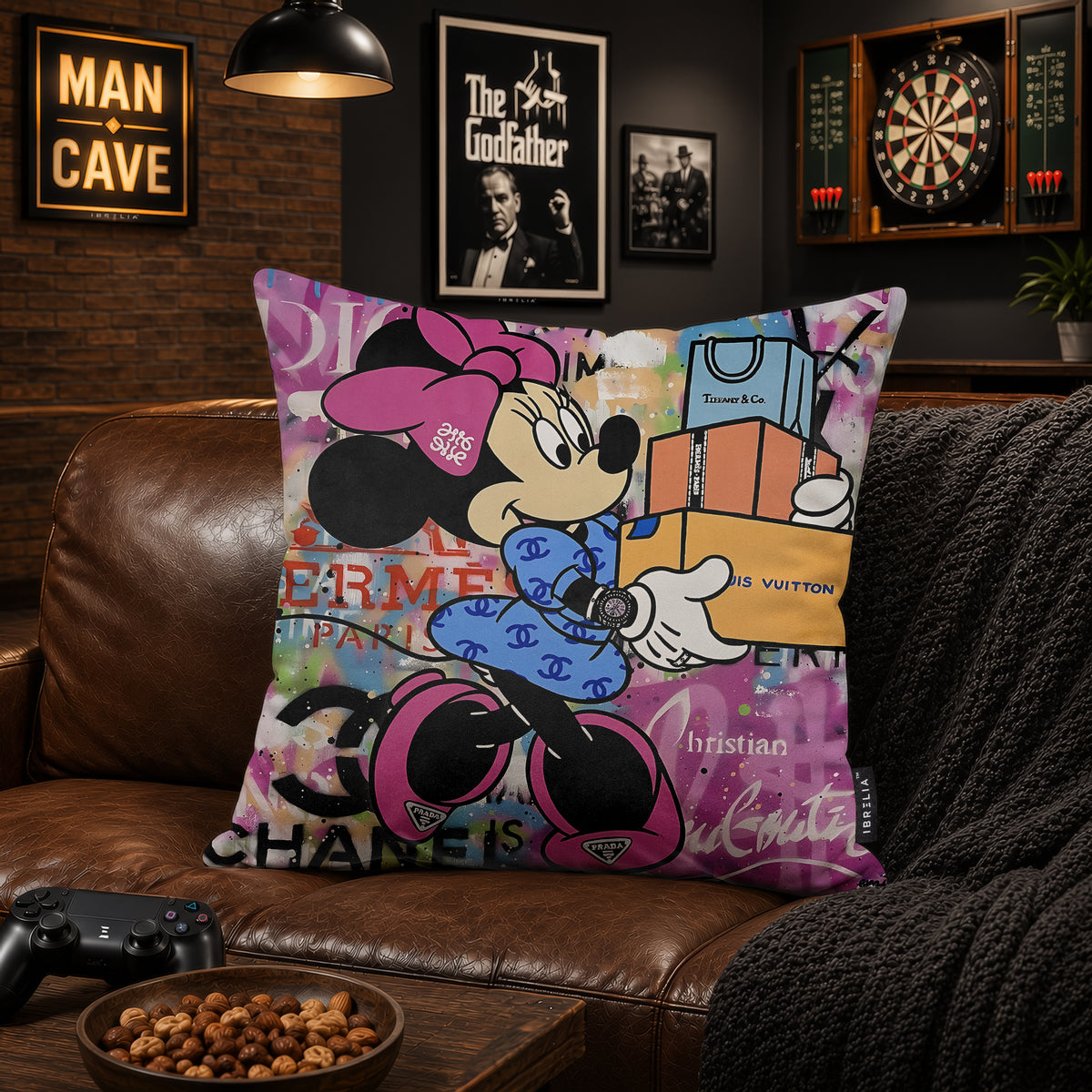Minnie Mouse Luxury Shopping Bags Pop Art Cushion | Premium Velvet Suede | Double-Sided Print