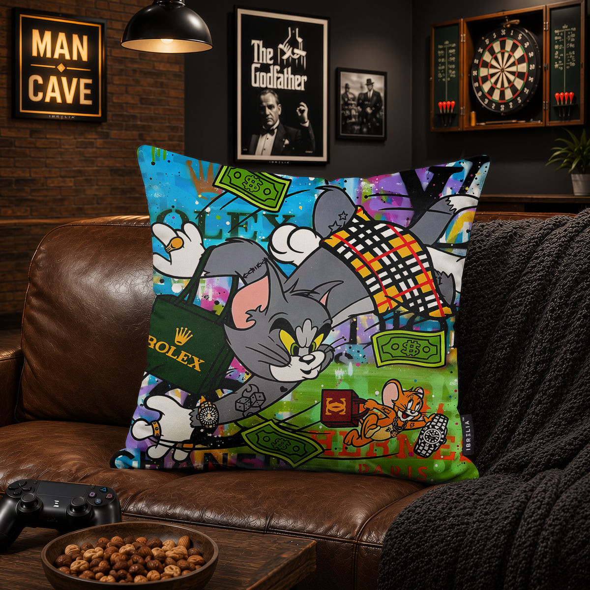 Tom & Jerry Luxury Money Pop Art Cushion | Premium Velvet Suede | Double-Sided Print