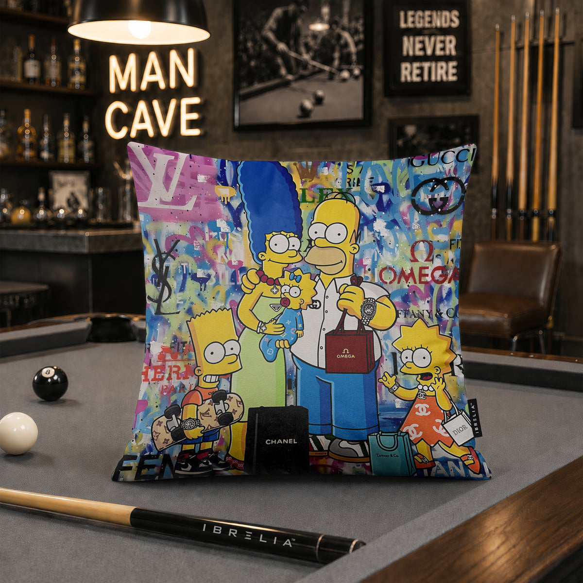 The Simpsons Family Luxury Shopping Pop Art Cushion | Premium Velvet Suede | Double-Sided Print