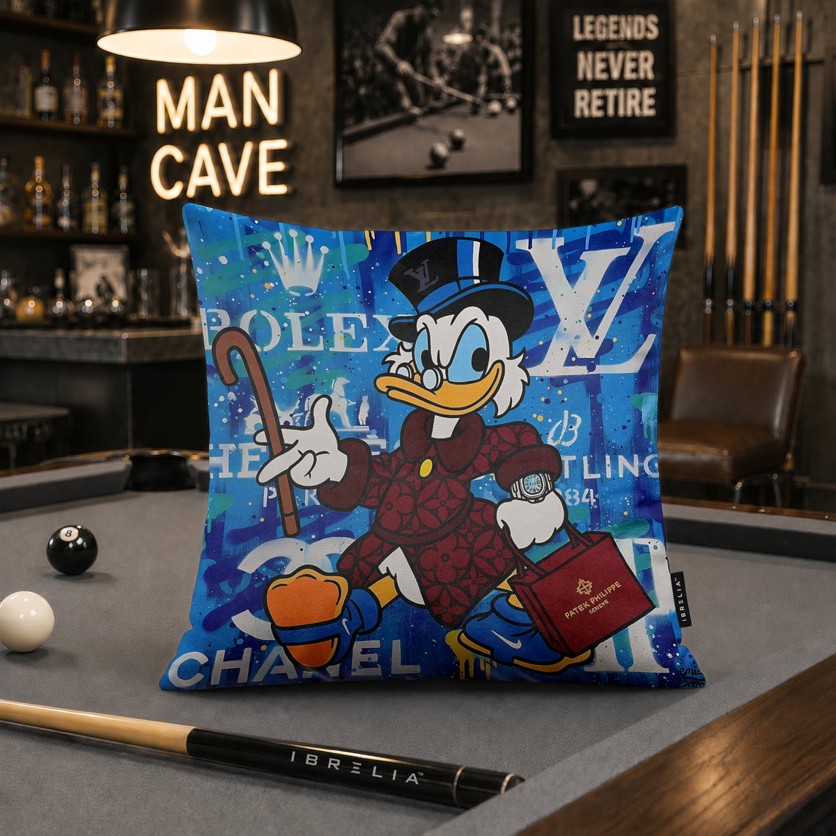 Scrooge McDuck Luxury Millionaire Pop Art Cushion | Premium Velvet Suede | Double-Sided Print