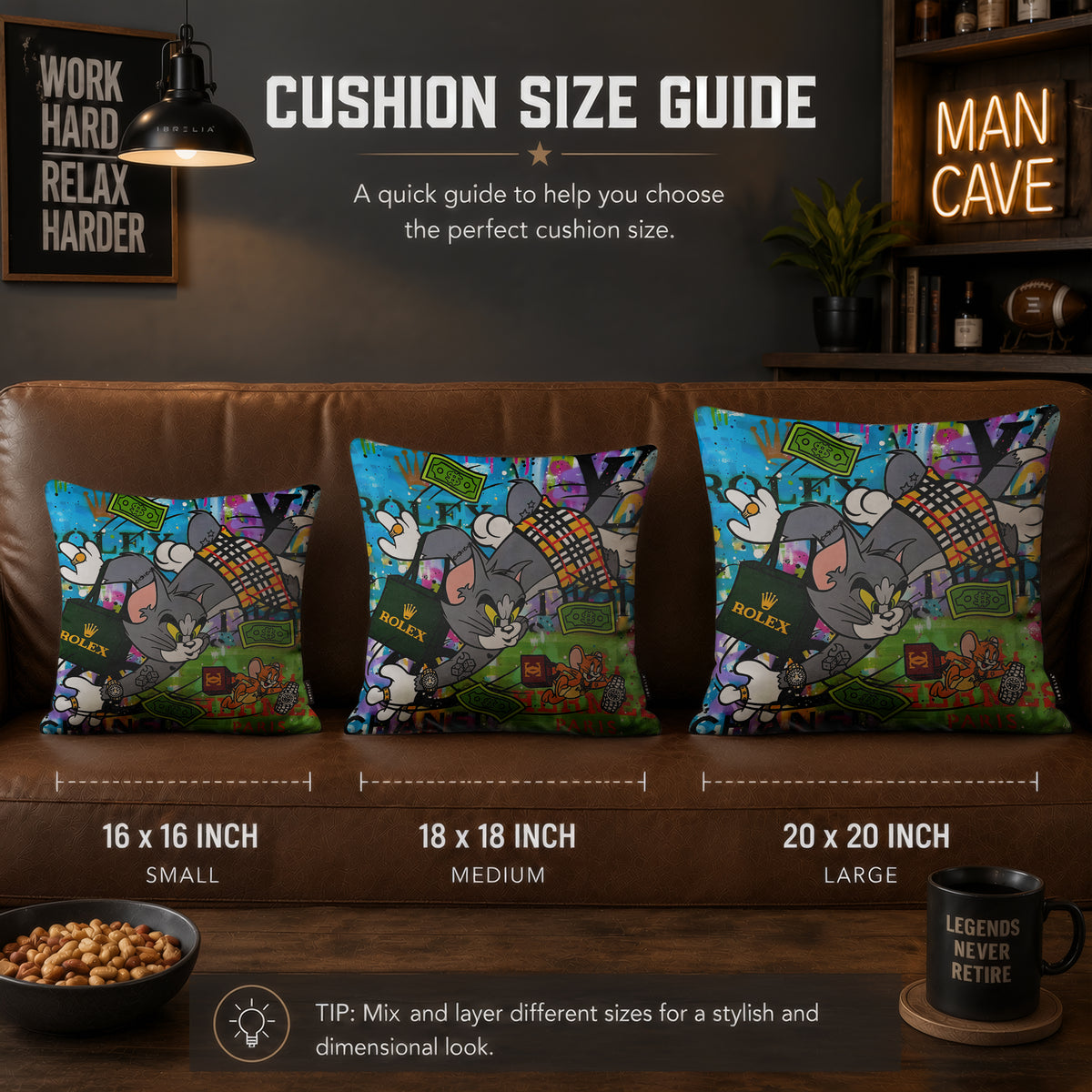 Tom & Jerry Luxury Money Pop Art Cushion | Premium Velvet Suede | Double-Sided Print