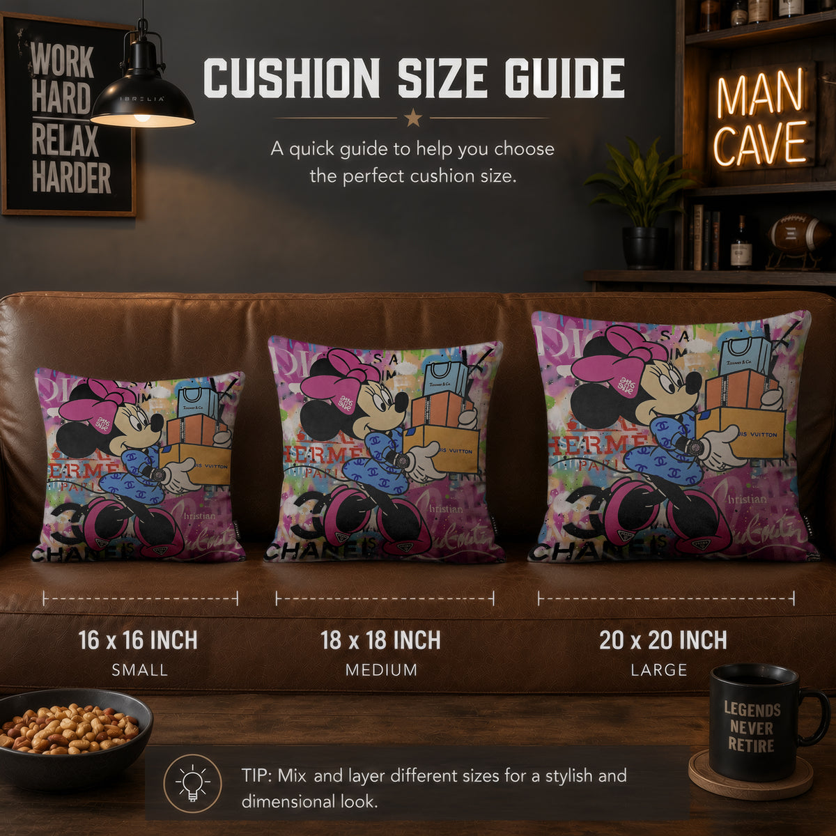 Minnie Mouse Luxury Shopping Bags Pop Art Cushion | Premium Velvet Suede | Double-Sided Print