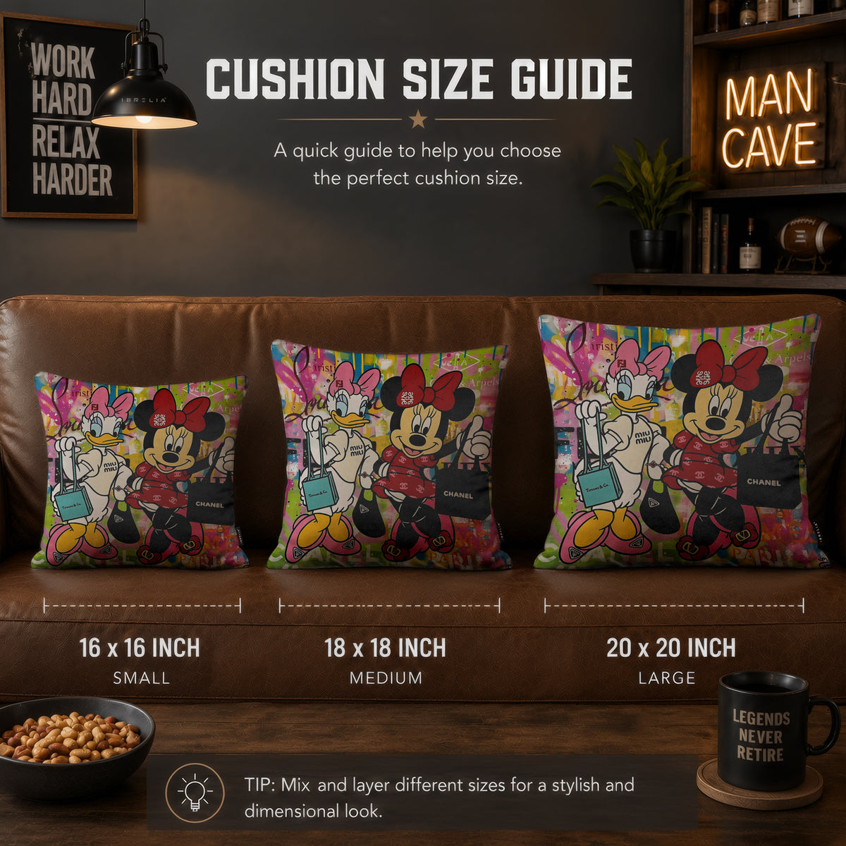 Daisy Duck & Minnie Mouse Luxury Shopping Pop Art Cushion | Premium Velvet Suede | Double-Sided Print
