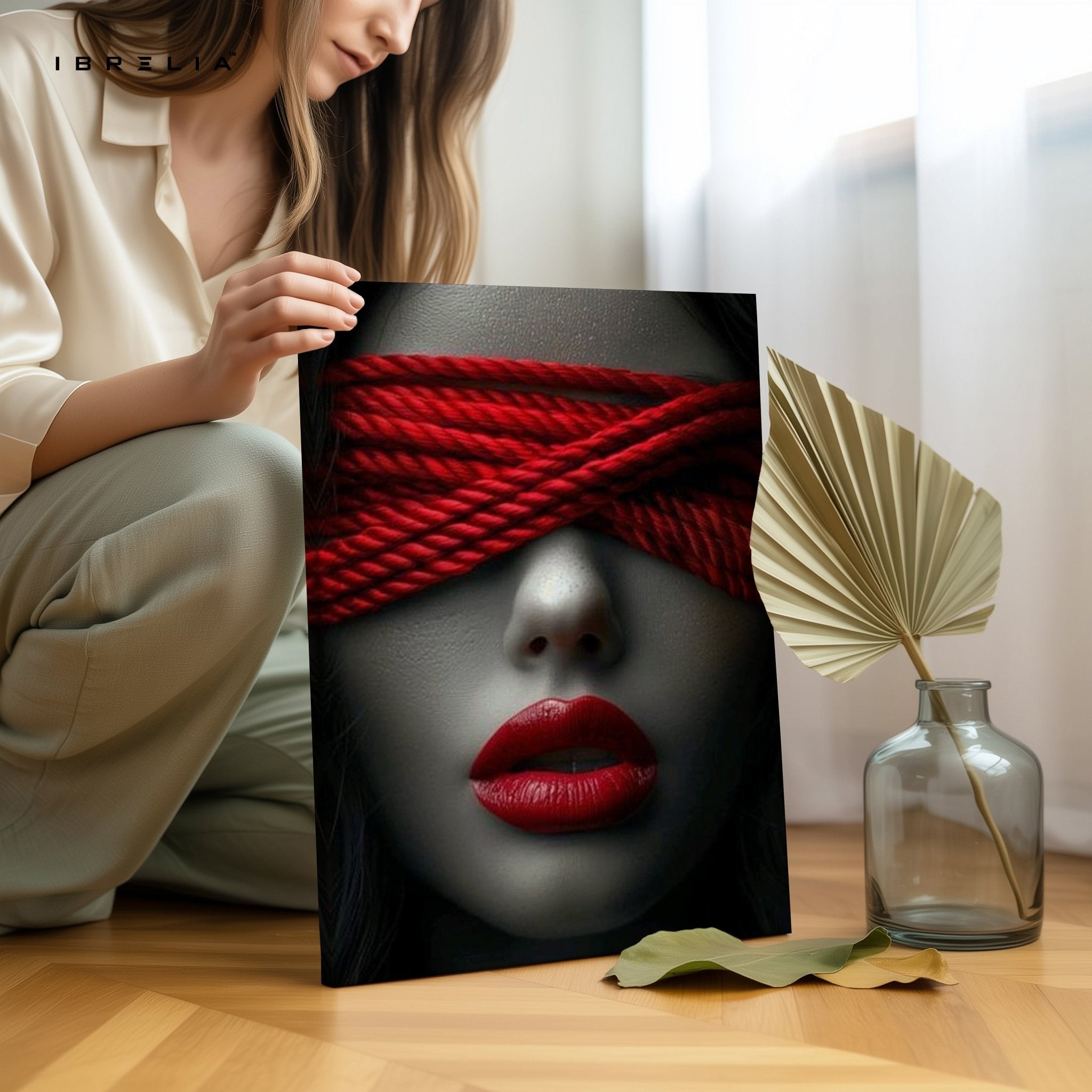 Red Blindfold Wall Frame | 4K Ultra Wrap Frame Wall Art in Pakistan | IBRELIA™ - IBRELIA