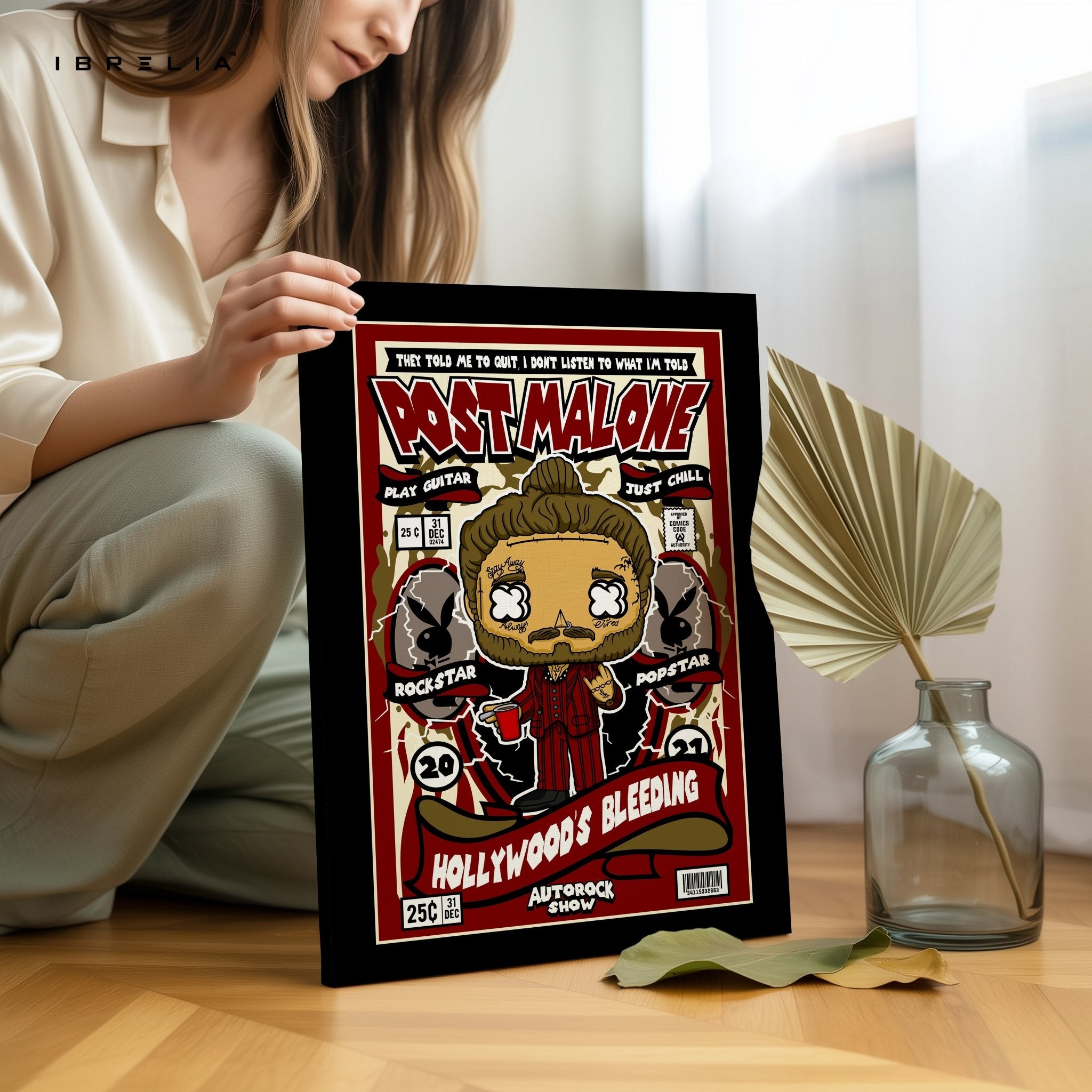 Post Malone “Hollywood’s Bleeding” Pop Art Comic Edition – 4K Ultra Wrap Frame Wall Art in Pakistan | IBRELIA™ - IBRELIA