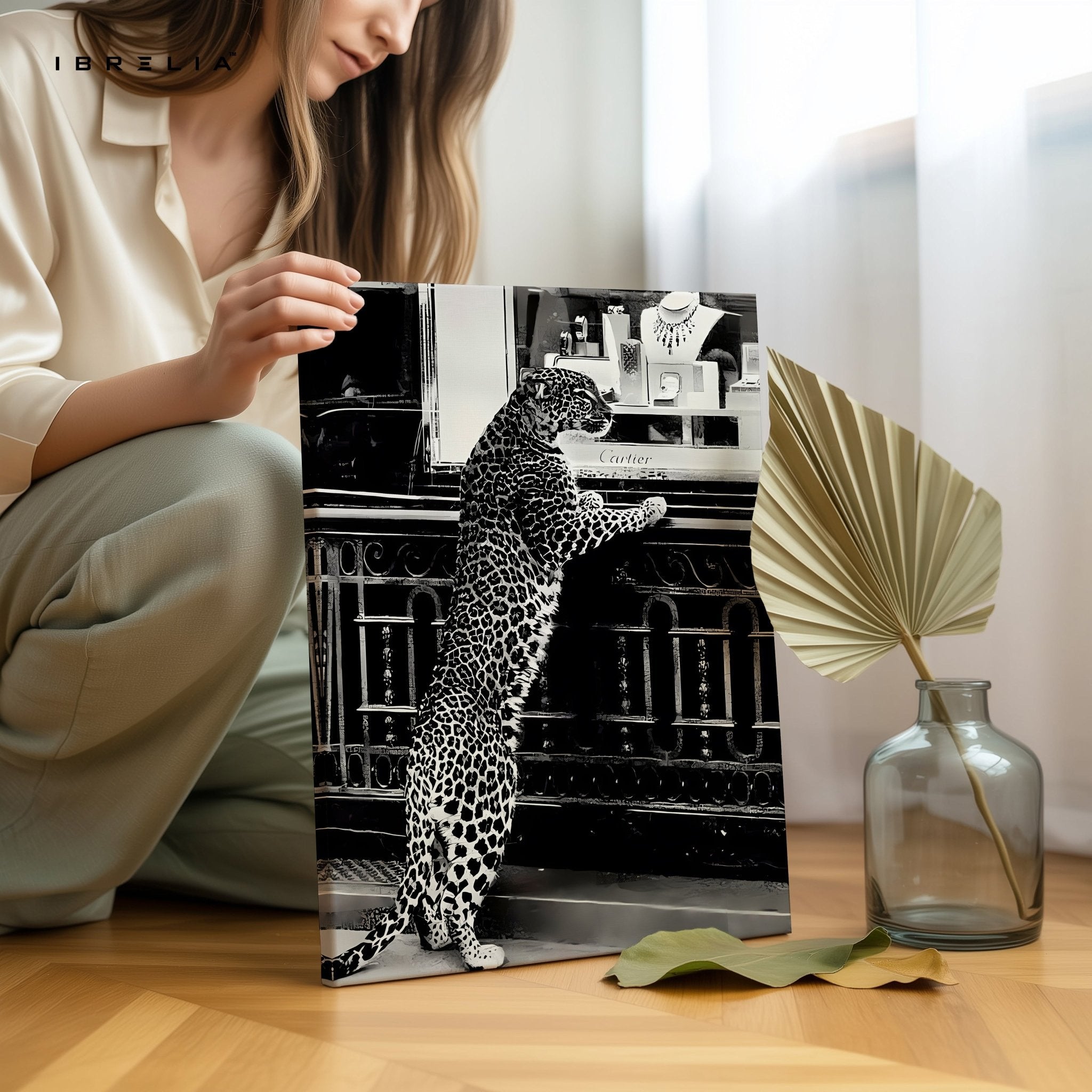 Cartier Leopard Wall Art – Black & White Luxury Fashion Decor | IBRELIA™ - IBRELIA