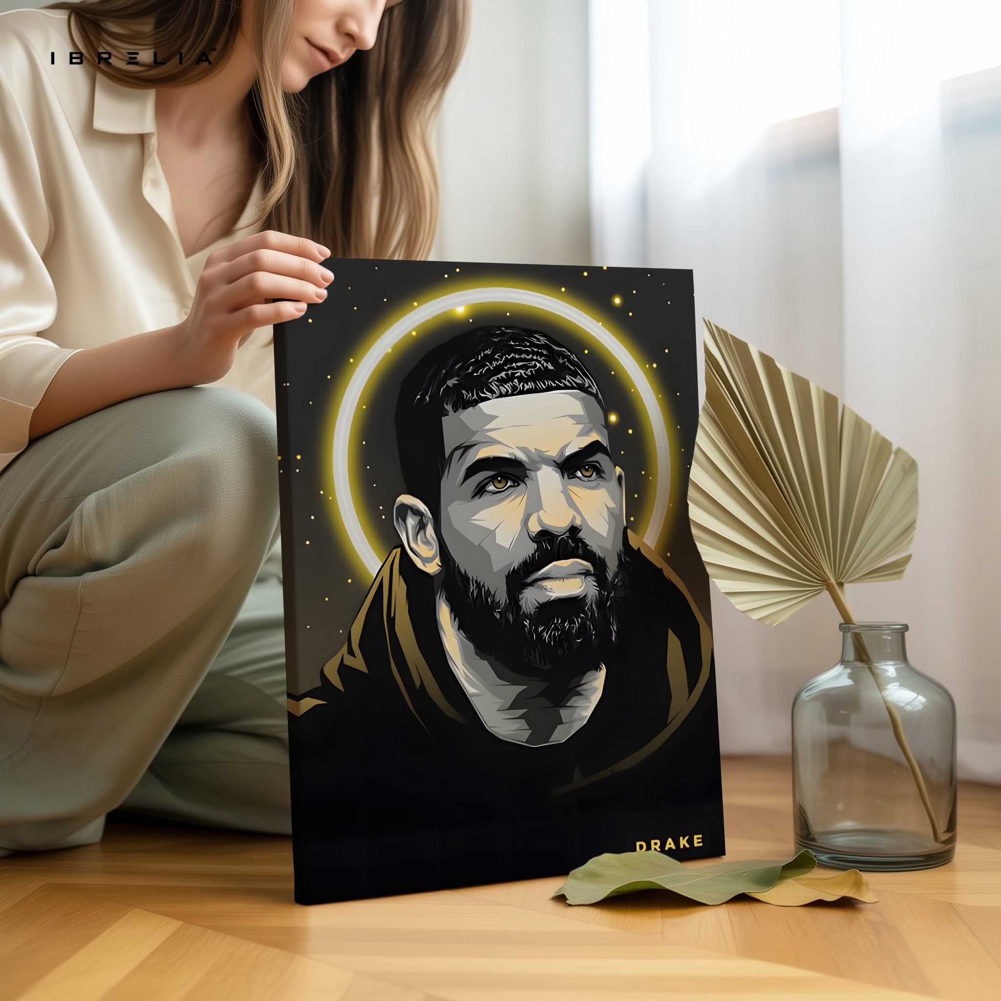 Drake Halo Portrait Wall Art – The Iconic Rap Legend | IBRELIA™ - IBRELIA
