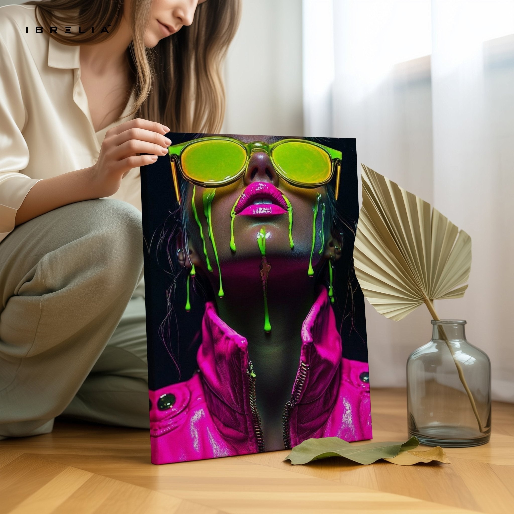 Neon Drip Girl Wall Frame | 4K Ultra Wrap Frame Wall Art in Pakistan | IBRELIA™ - IBRELIA