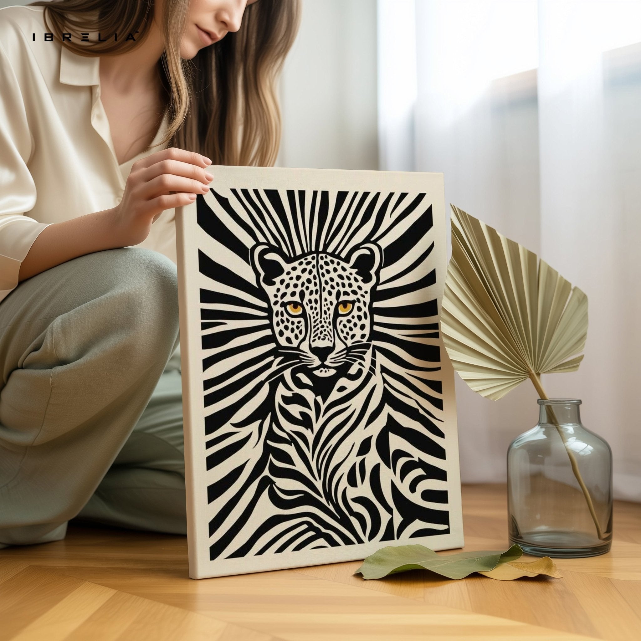Monochrome Jungle Leopard Wall Frame | 4K Ultra Wrap Frame Wall Art in Pakistan | IBRELIA™ - IBRELIA