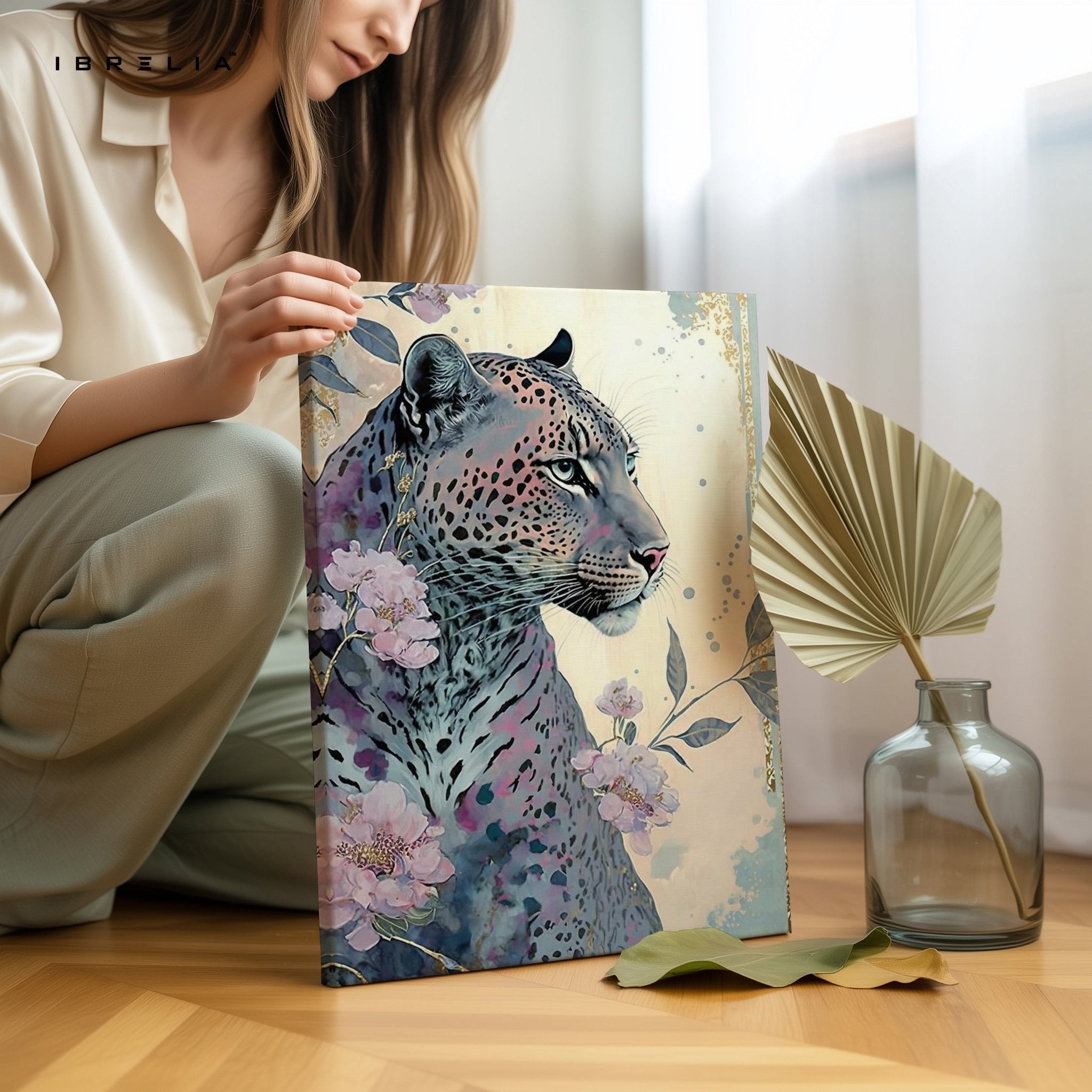 Majestic Floral Leopard Wall Frame | 4K Ultra Wrap Frame Wall Art in Pakistan | IBRELIA™ - IBRELIA
