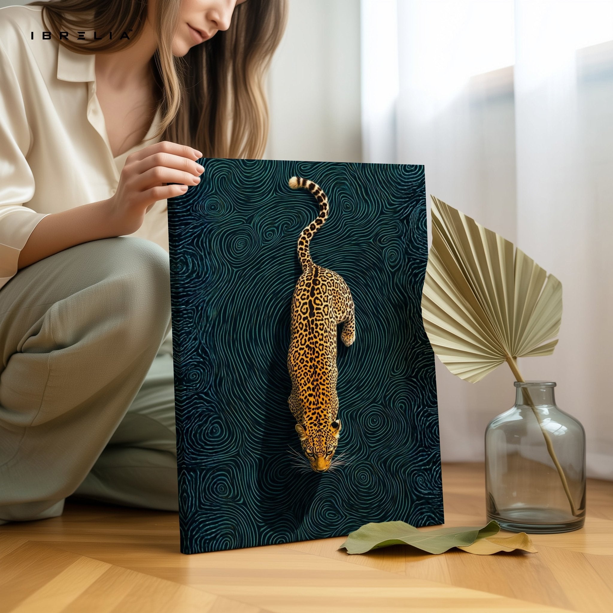 Golden Leopard Dive Wall Frame | 4K Ultra Wrap Frame Wall Art in Pakistan | IBRELIA™ - IBRELIA