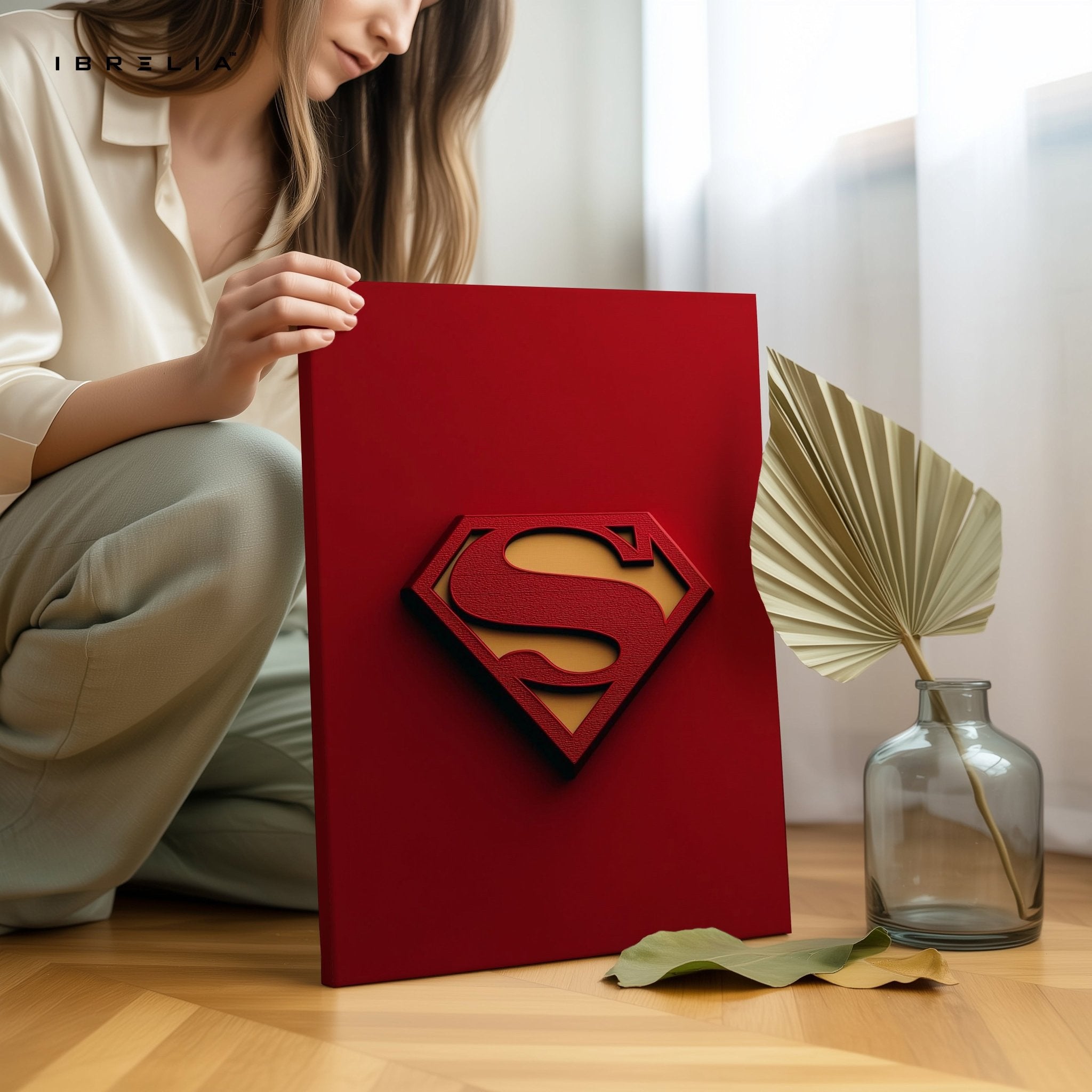 Superman Logo Wall Frame | Red & Gold 3D Design | 4K Ultra Wrap Frame Wall Art in Pakistan | IBRELIA™ - IBRELIA