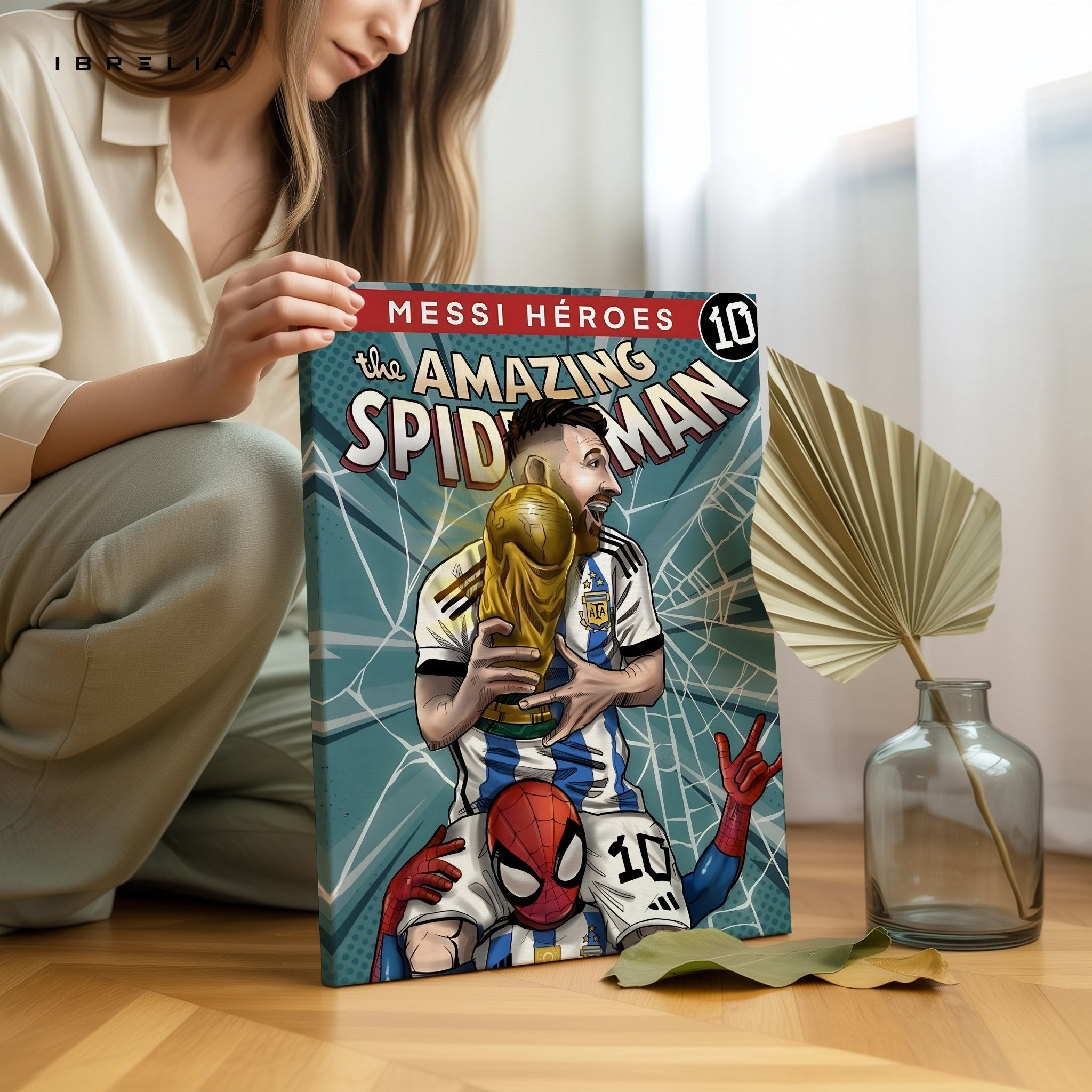 Messi × Spiderman Heroes Wall Frame | 4K Ultra Wrap Frame Wall Art in Pakistan | IBRELIA™ - IBRELIA
