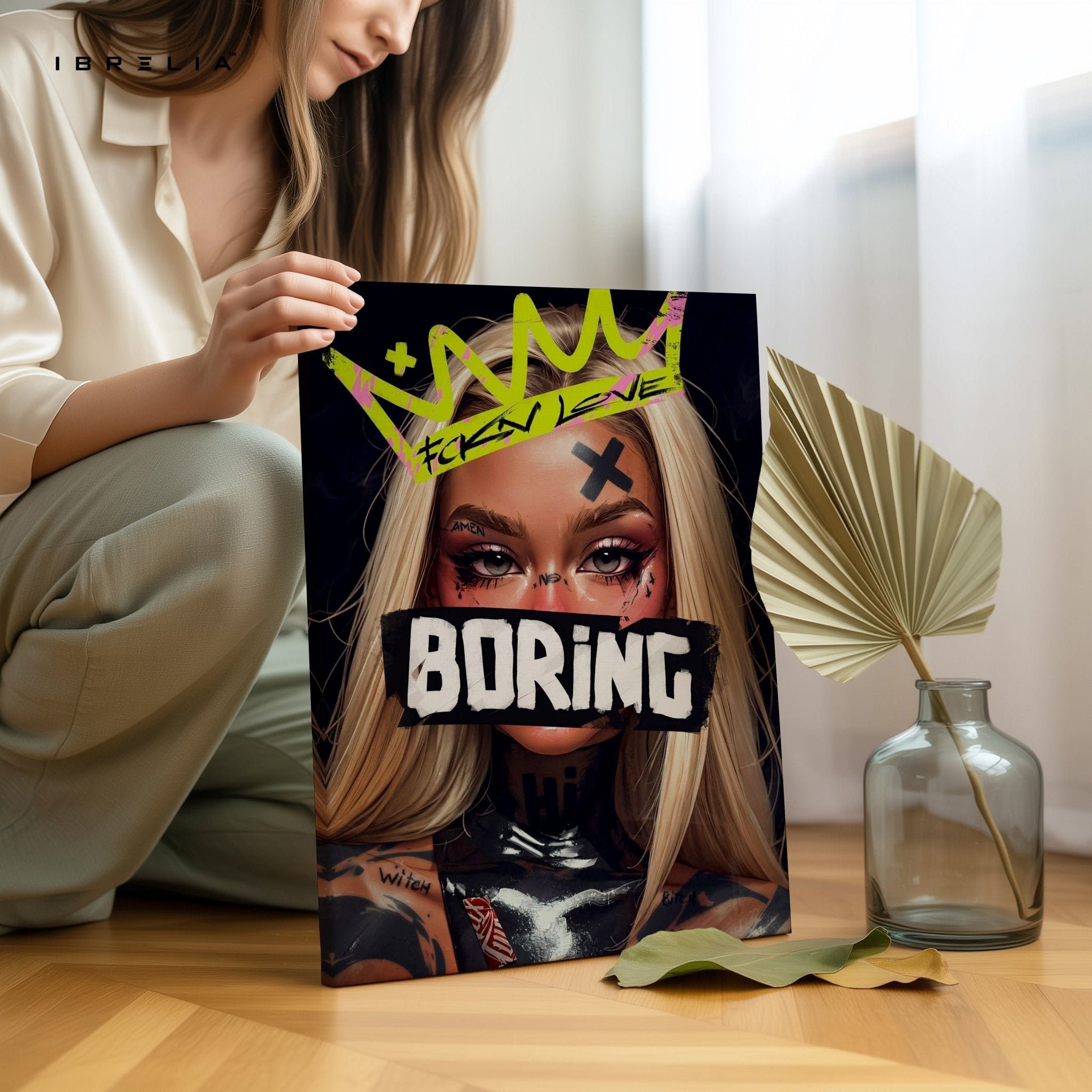 “Boring” Rebel Girl Wall Frame | 4K Ultra Wrap Frame Wall Art in Pakistan | IBRELIA™ - IBRELIA