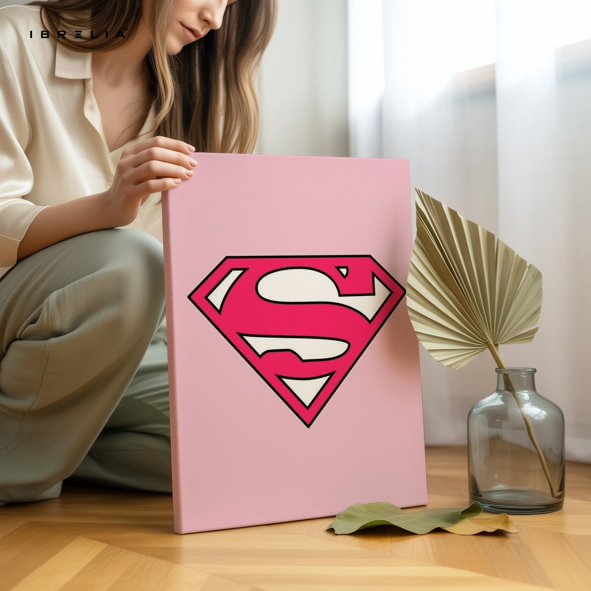 Pink Superman Logo Wall Frame | 4K Ultra Wrap Frame Wall Art in Pakistan | IBRELIA™ - IBRELIA