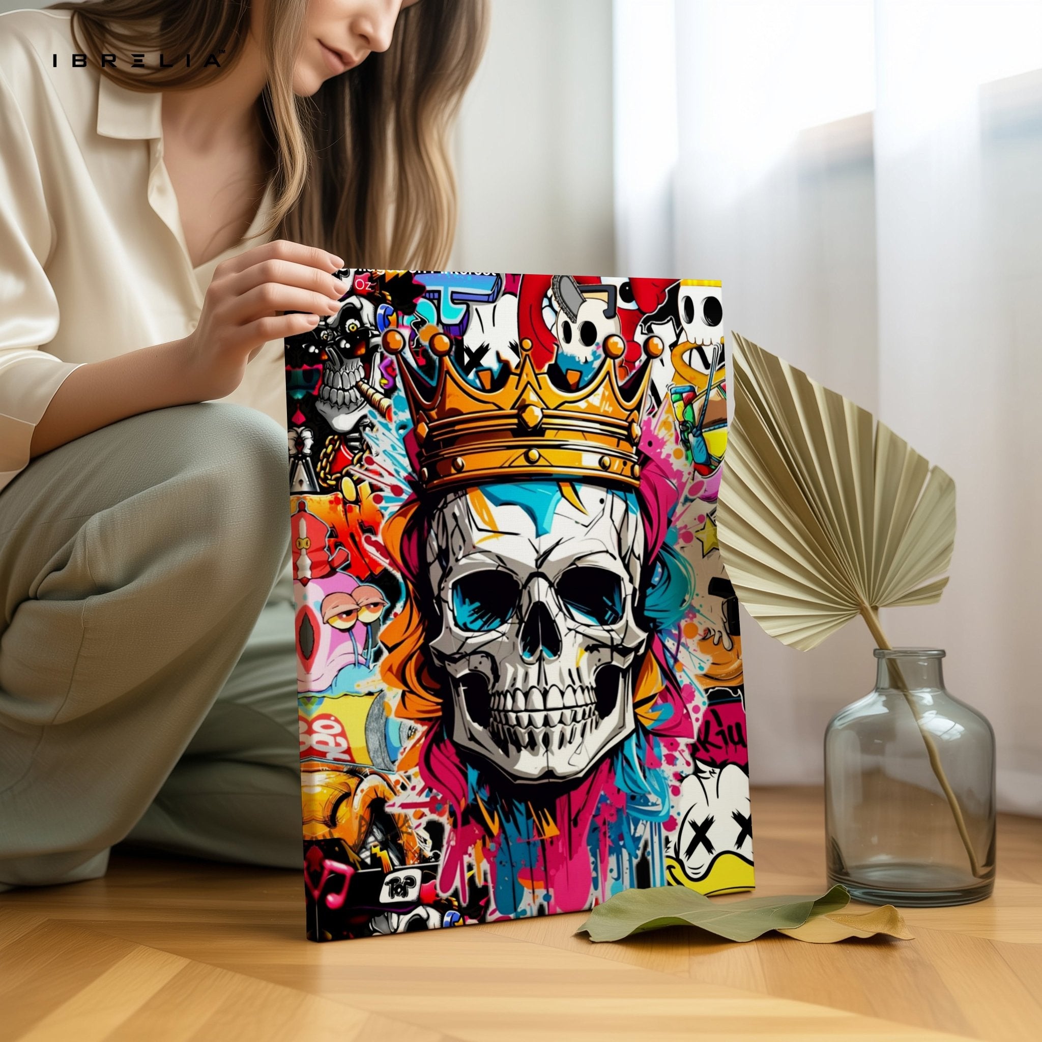 Crowned Skull Graffiti Wall Frame | 4K Ultra Wrap Frame Wall Art in Pakistan | IBRELIA™ - IBRELIA