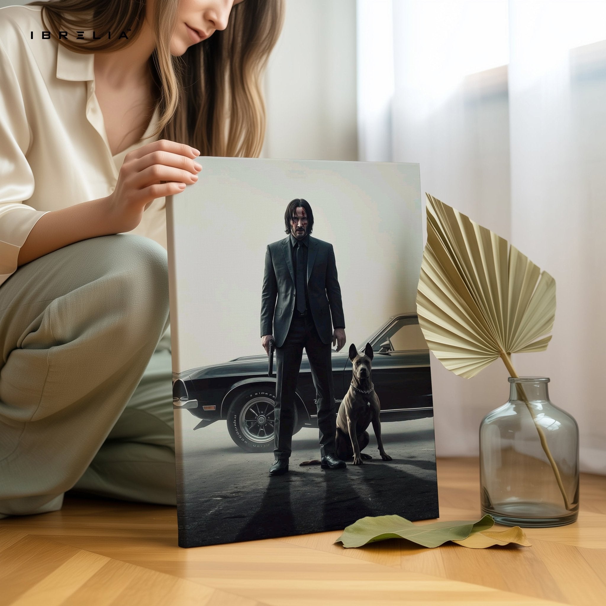 John Wick Dog & Mustang Cinematic 4K Ultra Wrap Frame Wall Art in Pakistan | IBRELIA™ - IBRELIA