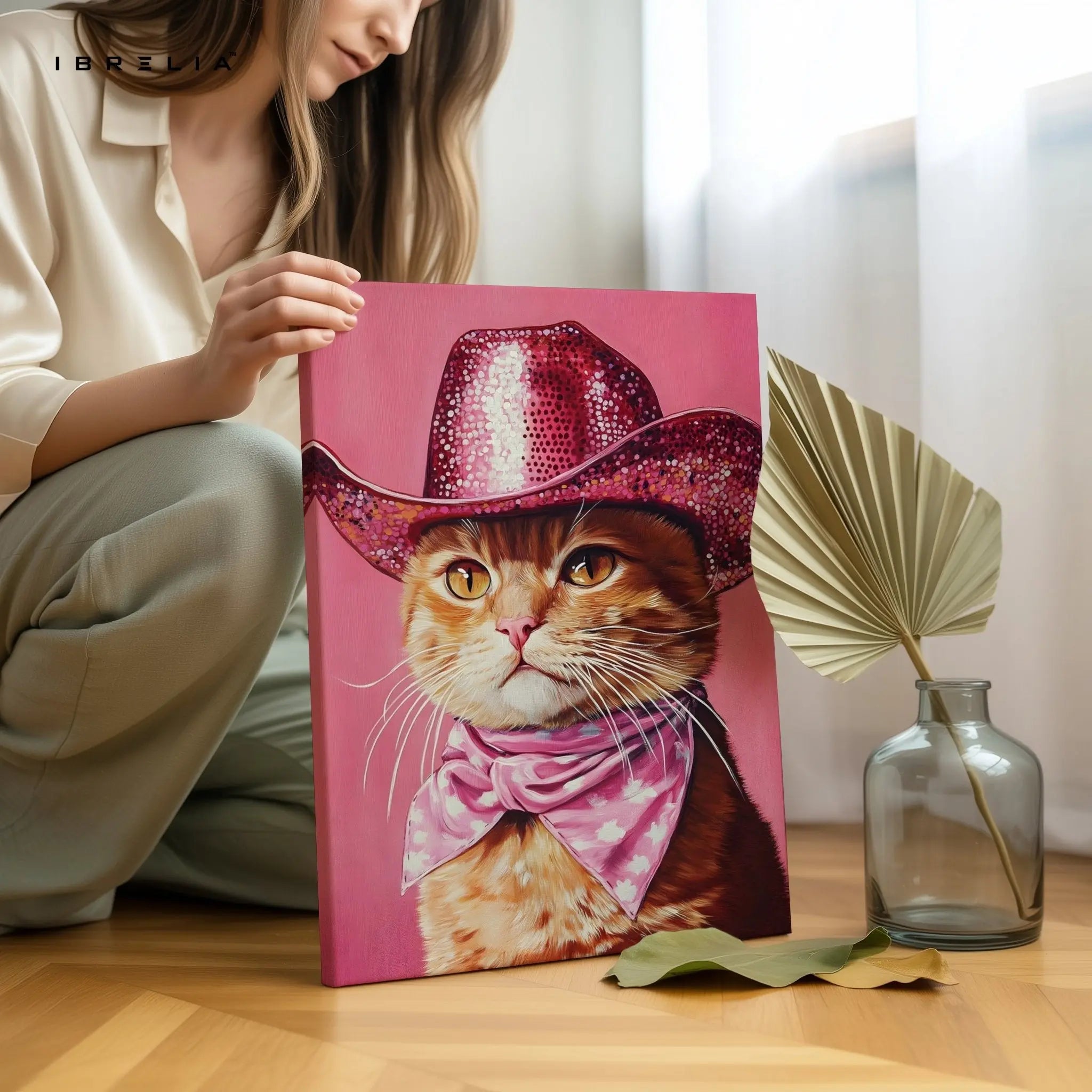 Cowgirl Cat Wall Frame | 4K Ultra Wrap Frame Wall Art in Pakistan | IBRELIA™ - IBRELIA