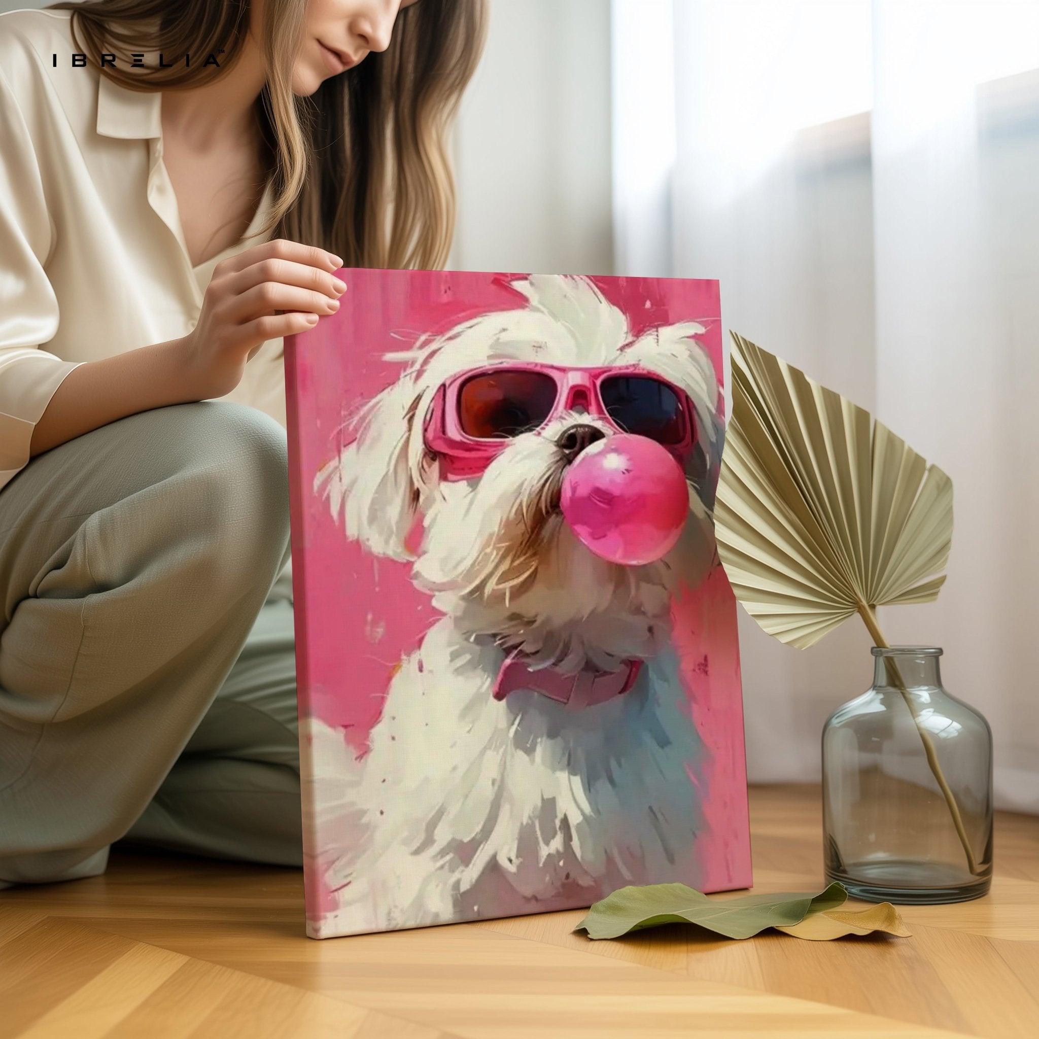 Bubblegum Pup Wall Frame | 4K Ultra Wrap Frame Wall Art in Pakistan | IBRELIA™ - IBRELIA