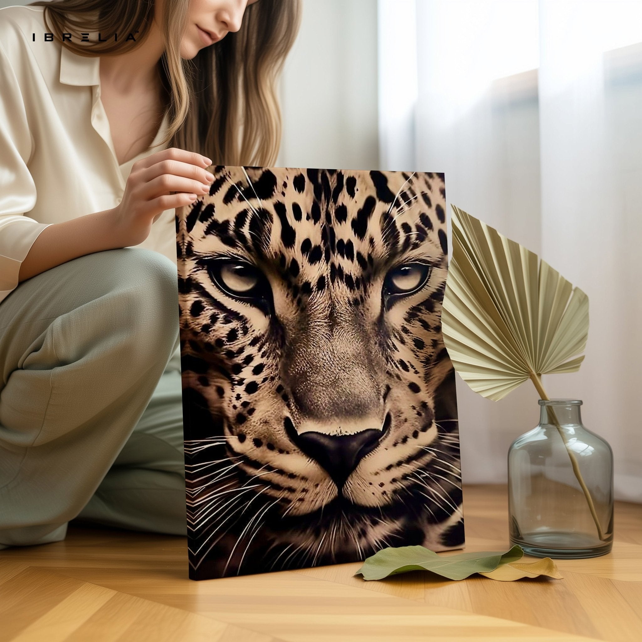 Golden Leopard Close - Up Wall Frame | 4K Ultra Wrap Frame Wall Art in Pakistan | IBRELIA™ - IBRELIA