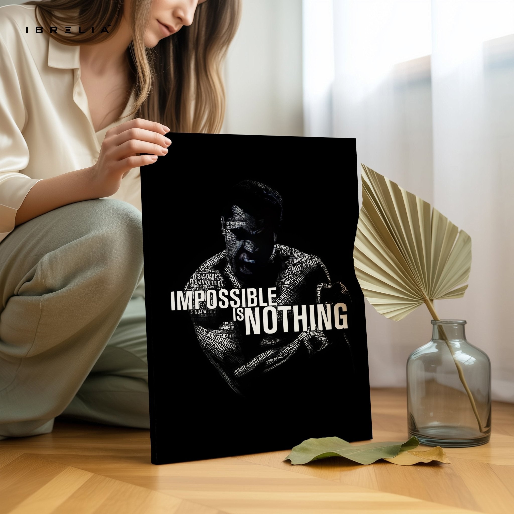 Impossible Is Nothing – Muhammad Ali Typography Wall Frame | 4K Ultra Wrap Frame Wall Art in Pakistan | IBRELIA™ - IBRELIA
