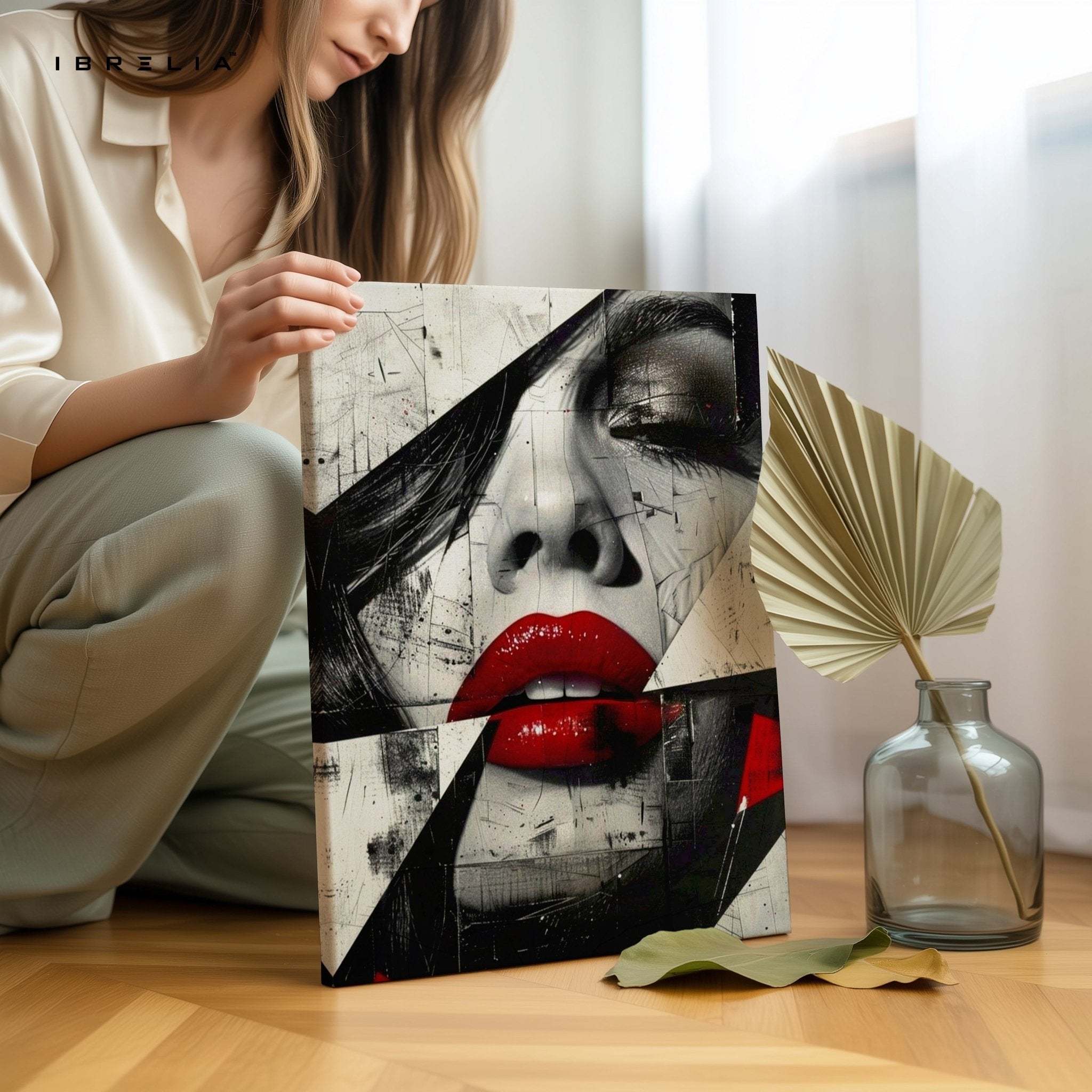Red Lips Abstract Wall Frame | 4K Ultra Wrap Frame Wall Art in Pakistan | IBRELIA™ - IBRELIA