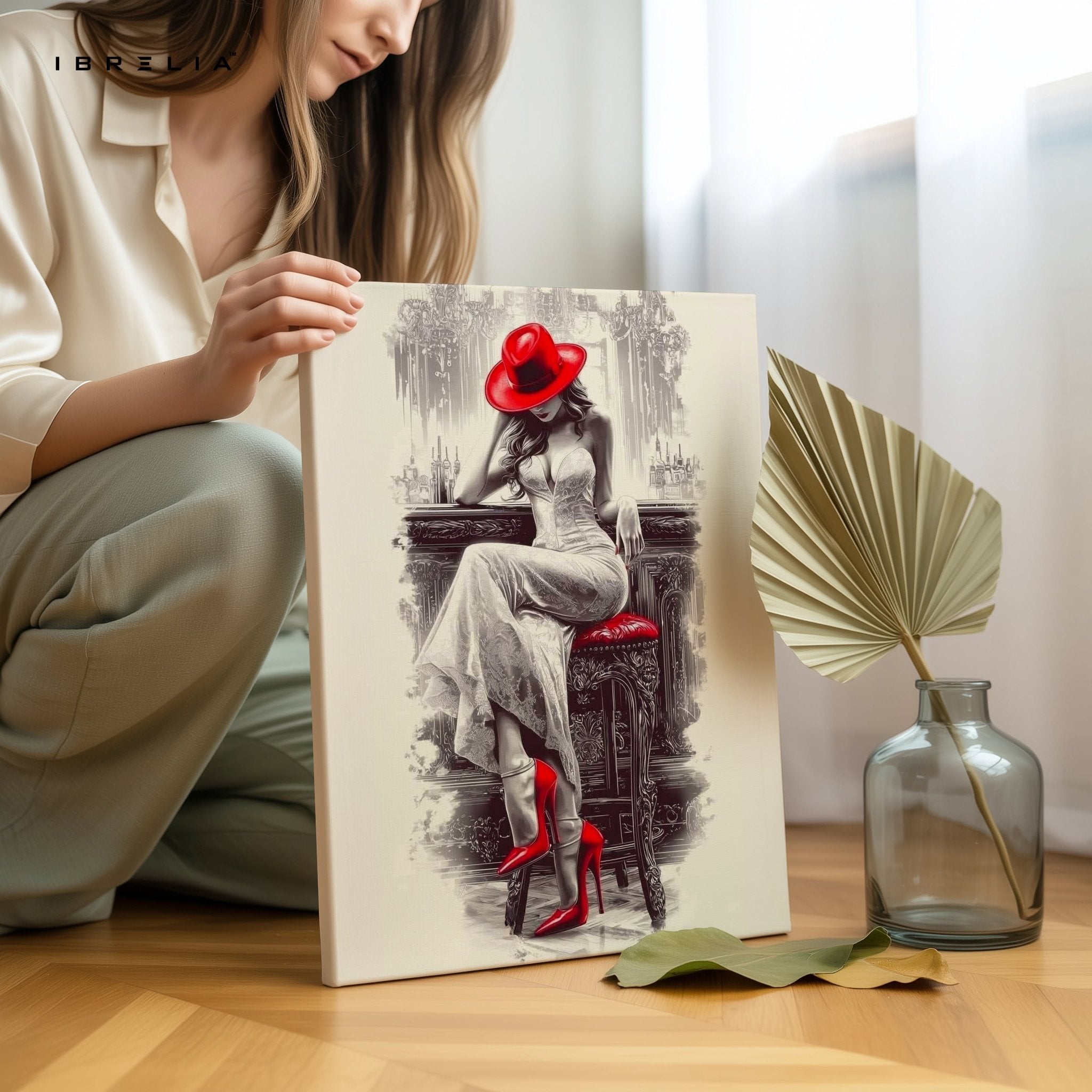 Lady in Red Wall Frame | 4K Ultra Wrap Frame Wall Art in Pakistan | IBRELIA™ - IBRELIA