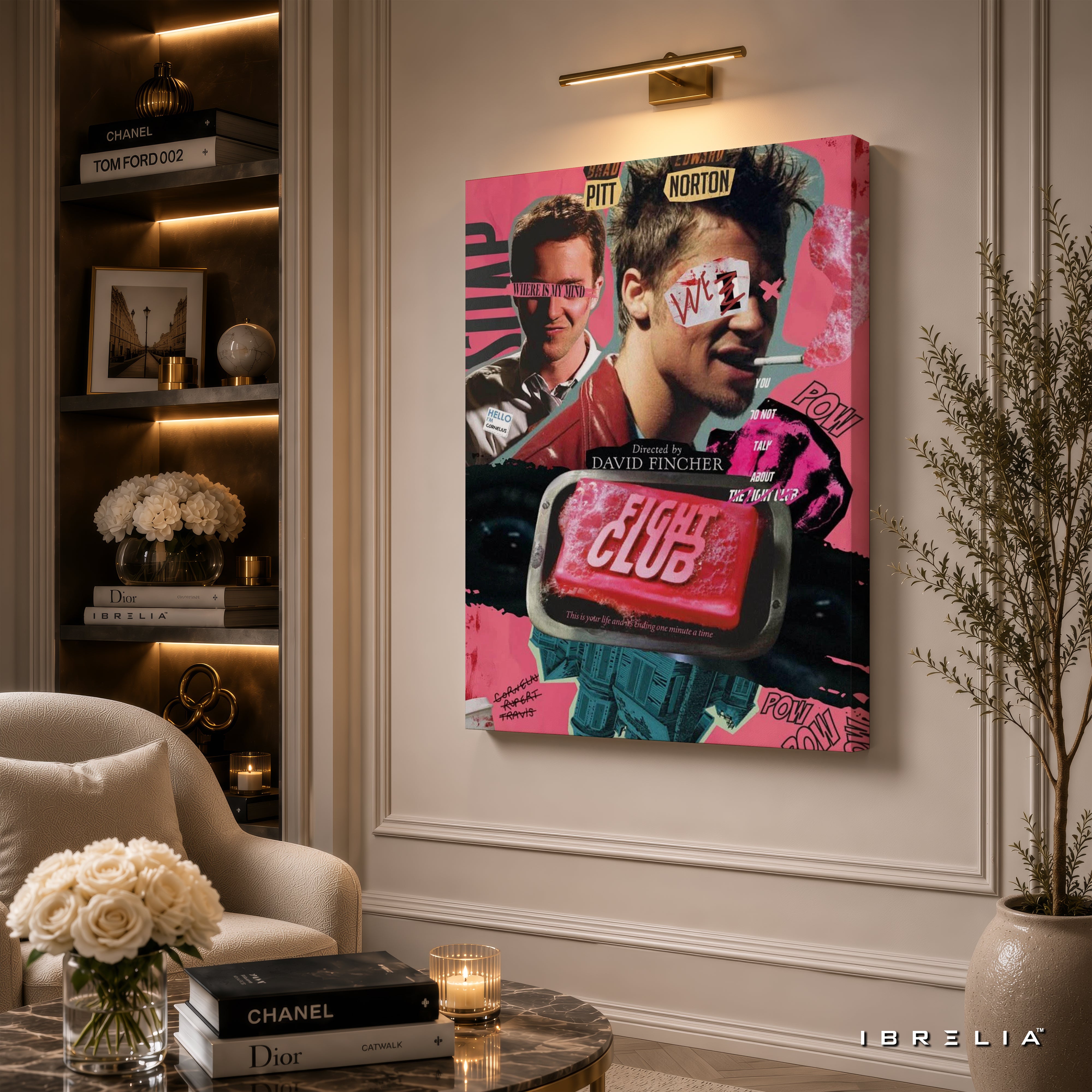 Fight Club Soap Poster Premium Canvas Wall Art – Tyler Durden Vintage Movie Collage Artwork | Cult Classic Canvas Decor | IBRELIA™
