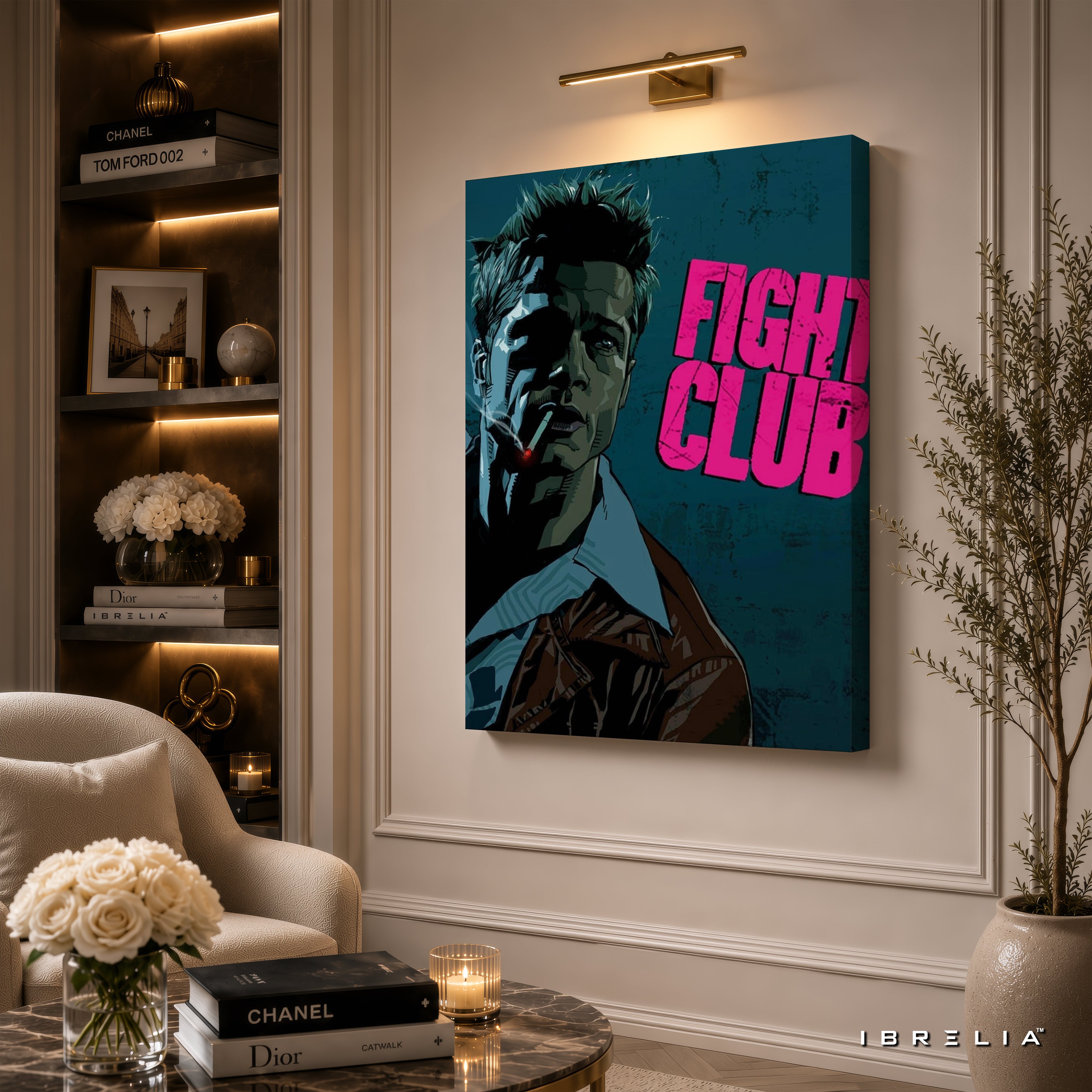 Fight Club Premium Canvas Wall Art – Tyler Durden Movie Artwork | Cult Classic Cinema Decor | IBRELIA™