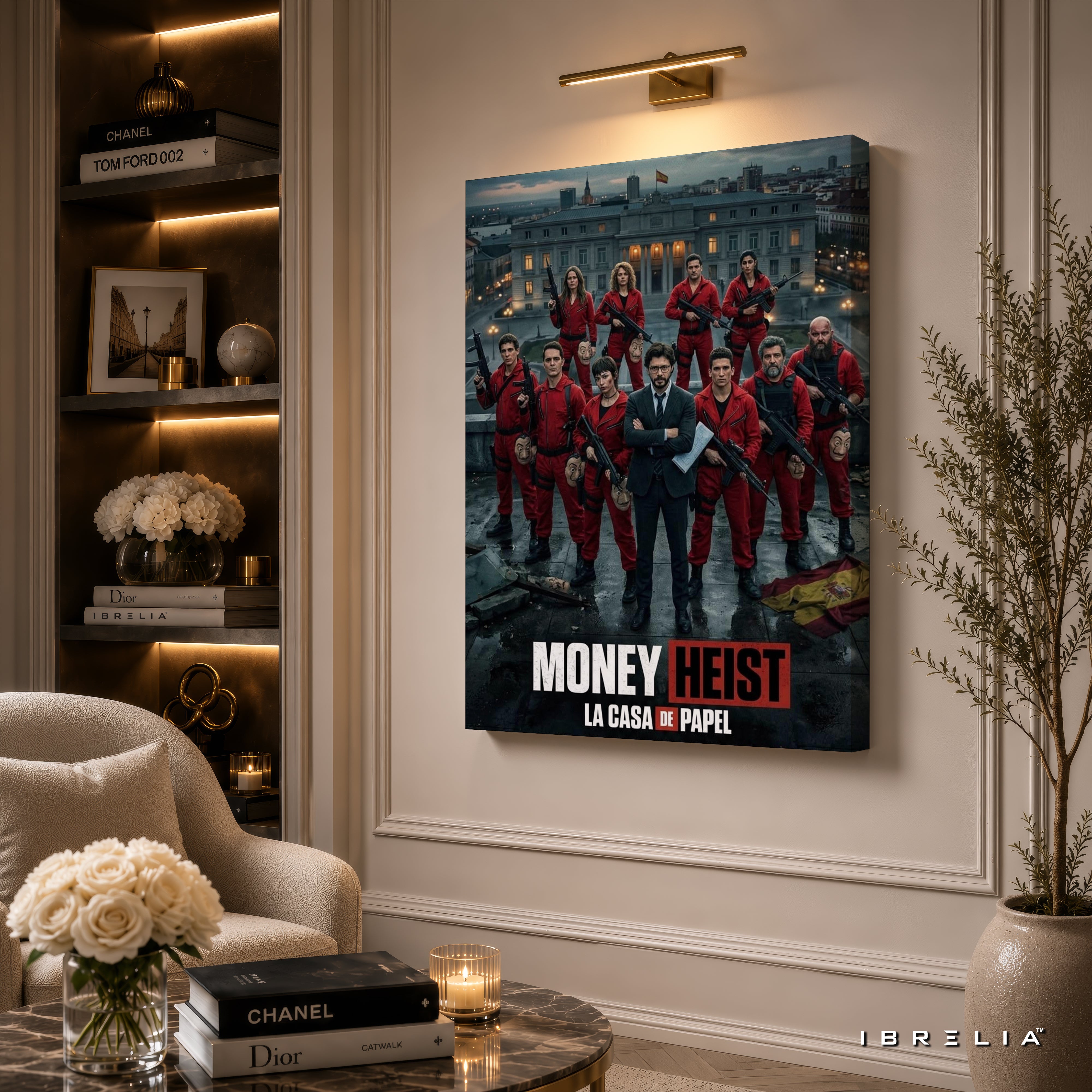 Money Heist (La Casa de Papel) Team Premium Wall Art – Netflix 4K Wrapped MDF Frame | IBRELIA™