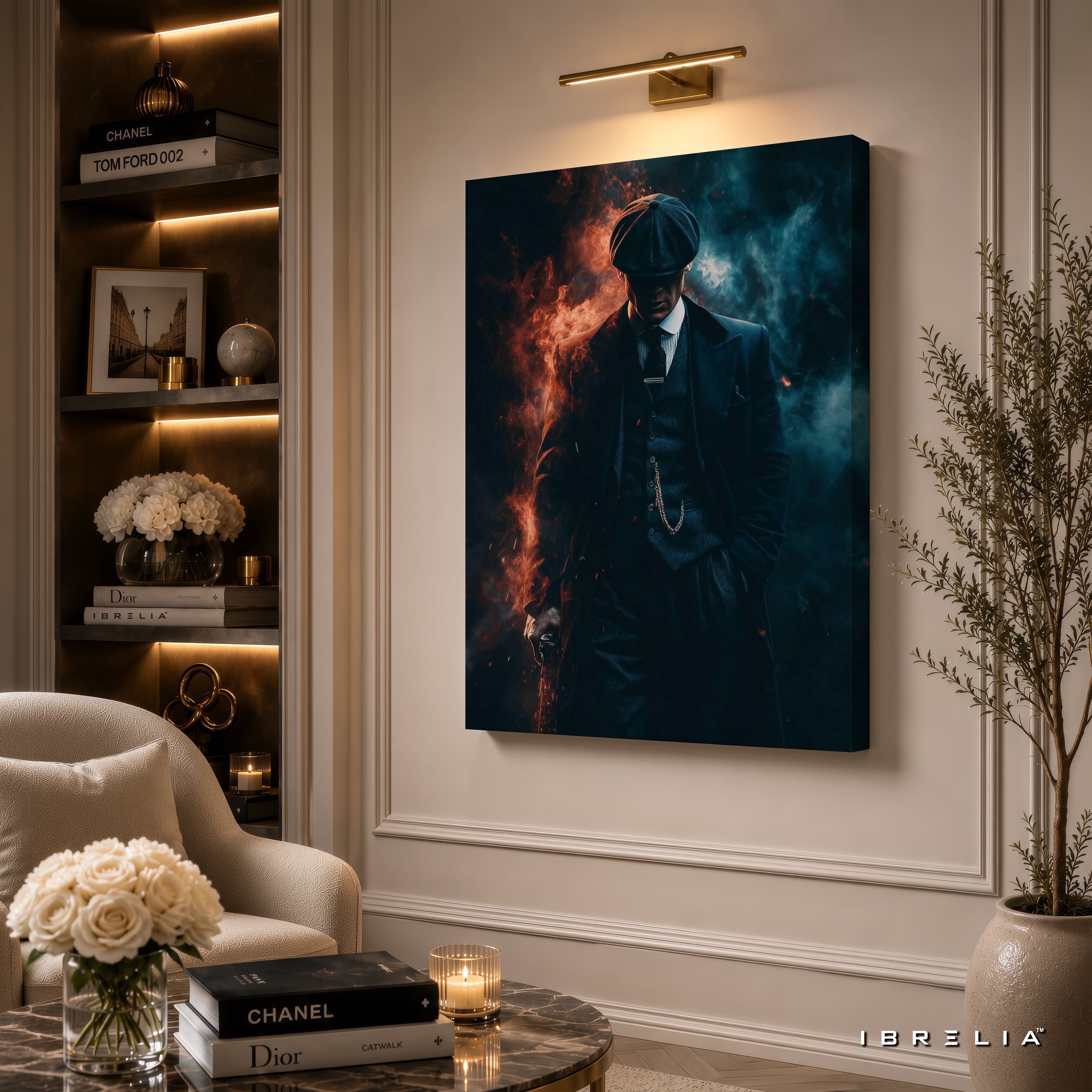 Thomas Shelby Fire & Smoke Premium Wall Art – Peaky Blinders 4K Wrapped MDF Frame | IBRELIA™