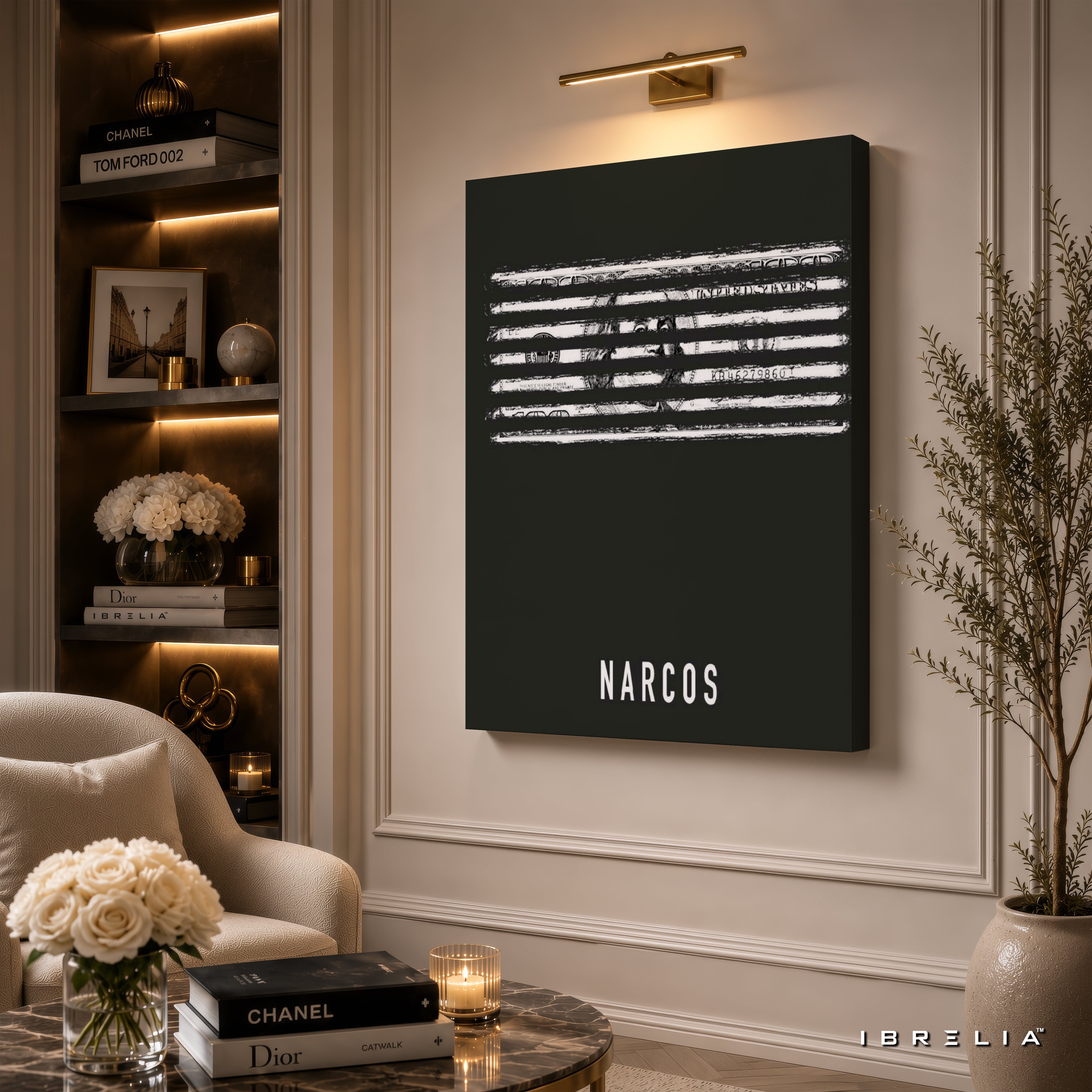 Narcos Money Lines Premium Wall Art – Netflix Minimalist Crime Series 4K Wrapped MDF Frame | IBRELIA™