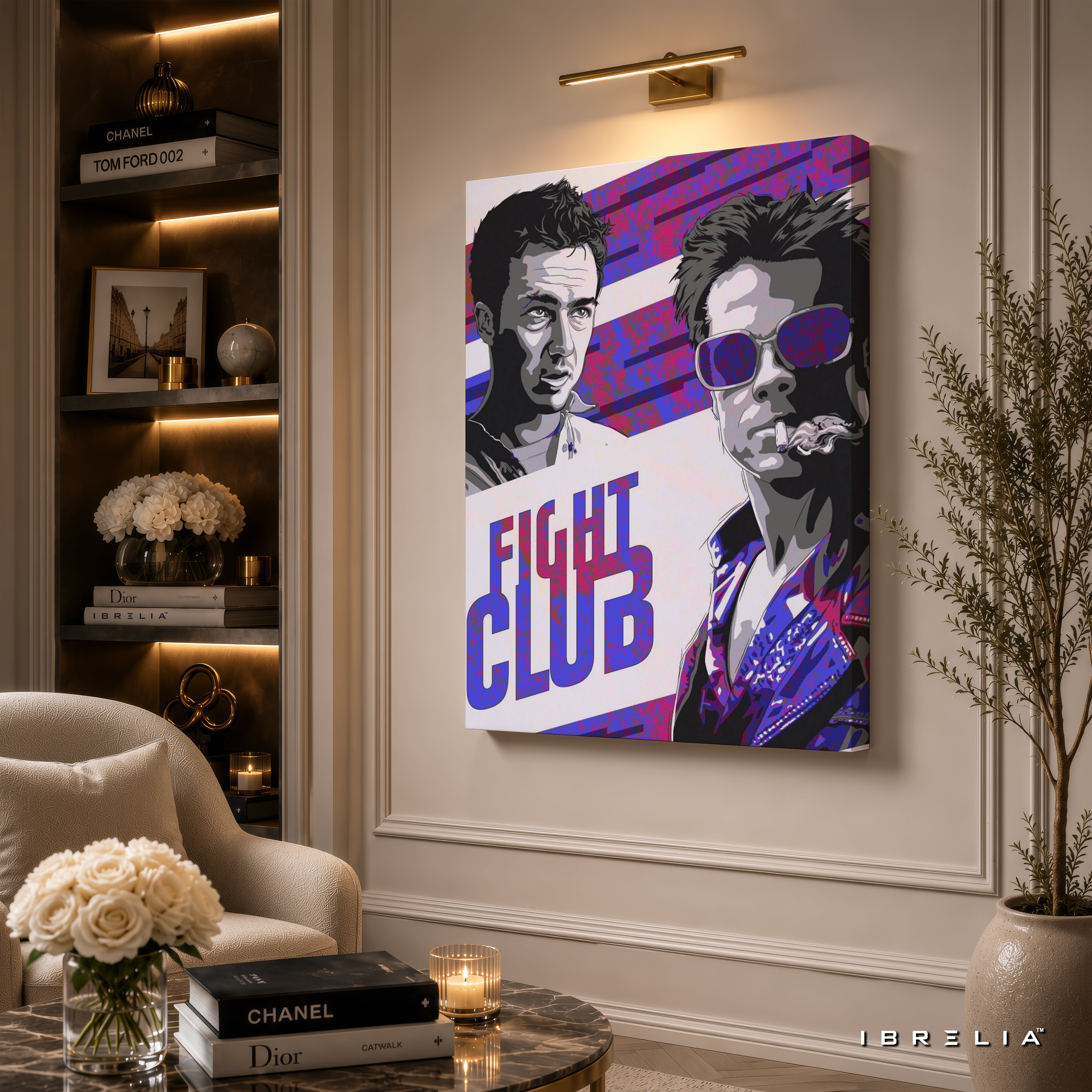 Fight Club Premium Canvas Wall Art – Tyler Durden & The Narrator Movie Artwork | Cult Classic Cinema Decor | IBRELIA™