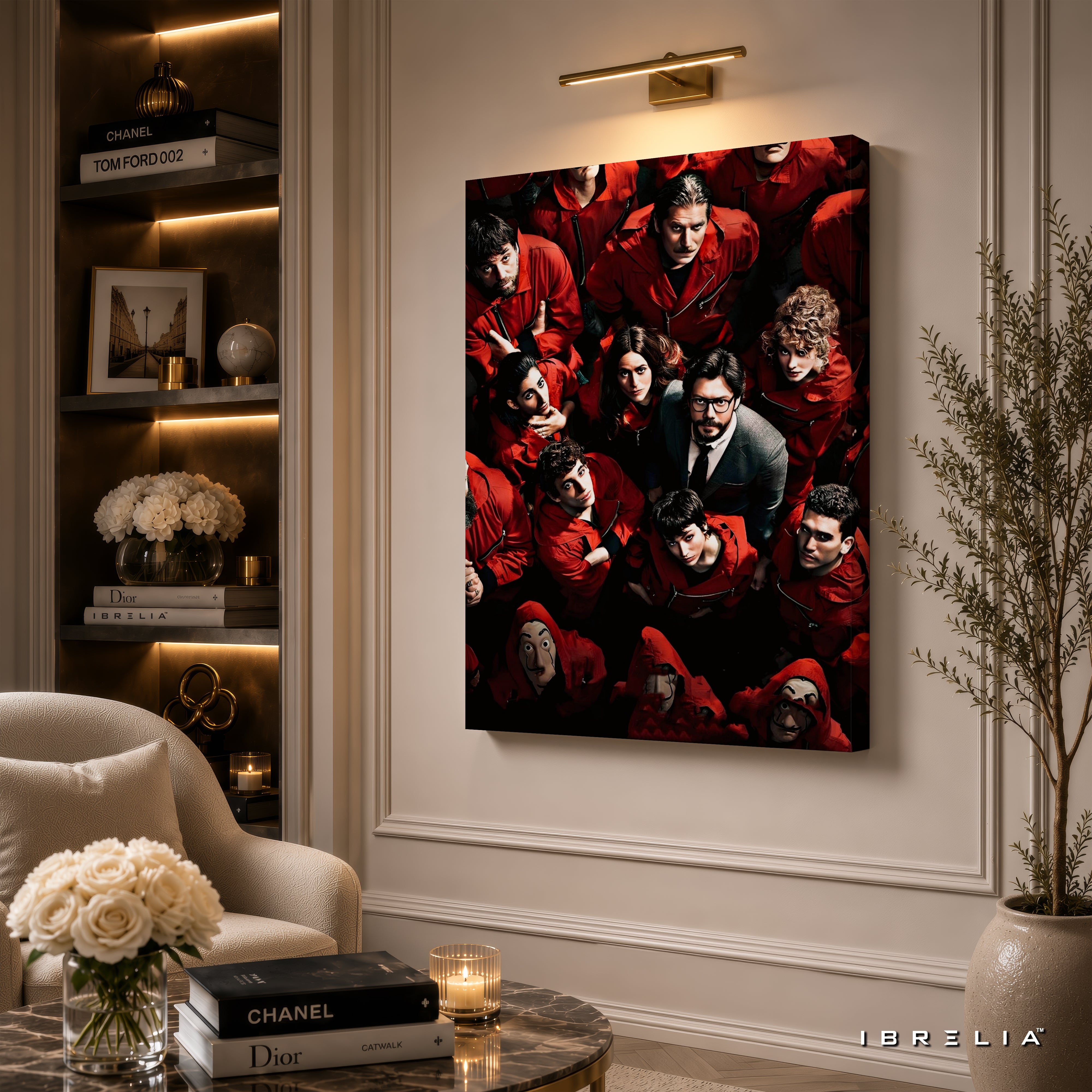 Money Heist Team Premium Wall Art – La Casa de Papel Crew 4K Wrapped MDF Frame | IBRELIA™